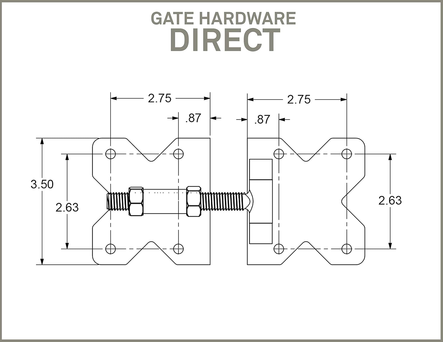 Black Commercial Grade Stainless Steel Gate Hinges | NW38950NSSB | 2 Hinges Per Pack