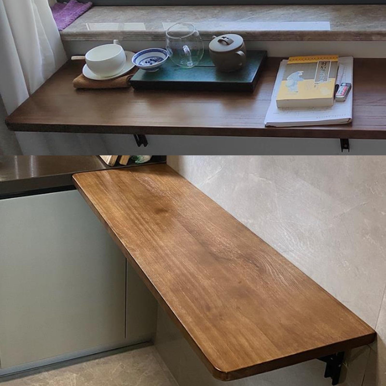Schwebender Schreibtisch for die Wand, herunterklappbarer schwebender Schreibtisch, an der Wand montierter klappbarer Schreibtisch for Küche, for die Küche im Homeoffice(120*45cm/47.2*17.7in)