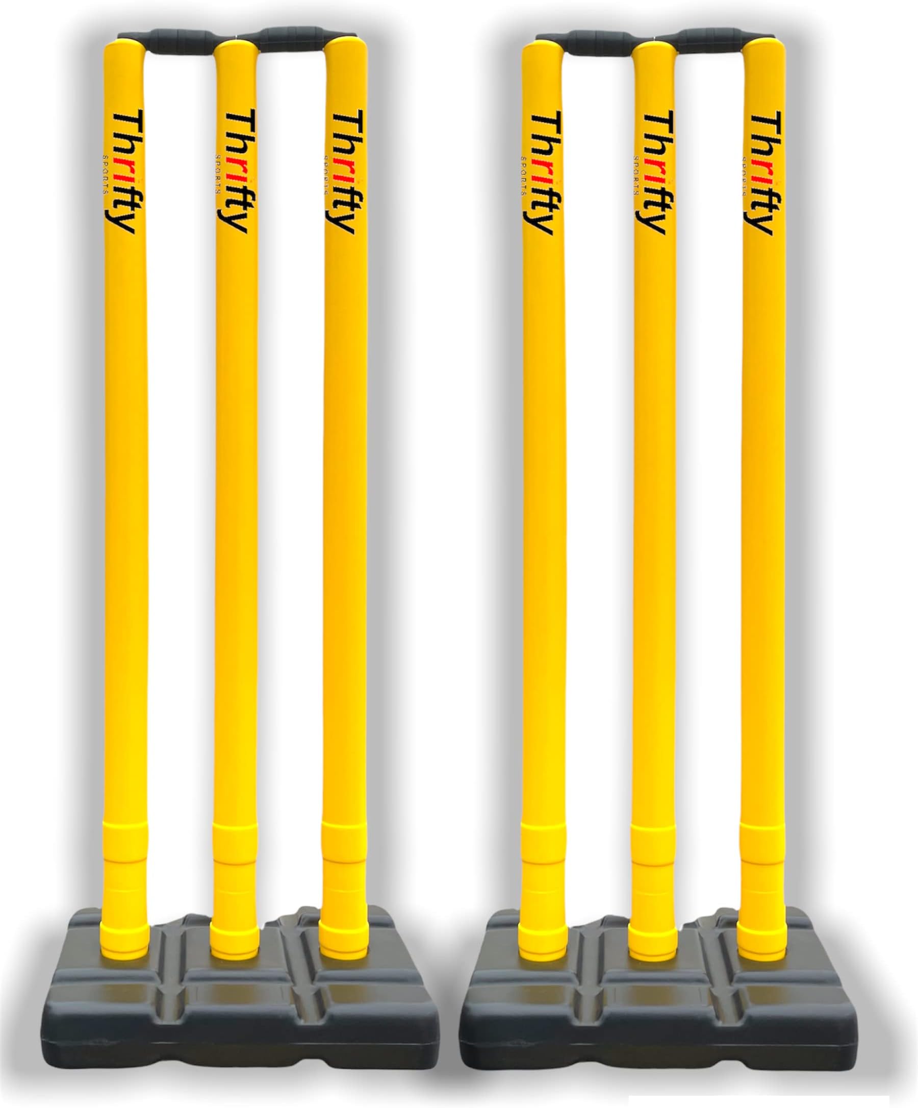 Thrifty Sports® Combo of 2 Full Size Set 32" Heavy Plastic Cricket Stump Set (YlwBlk)