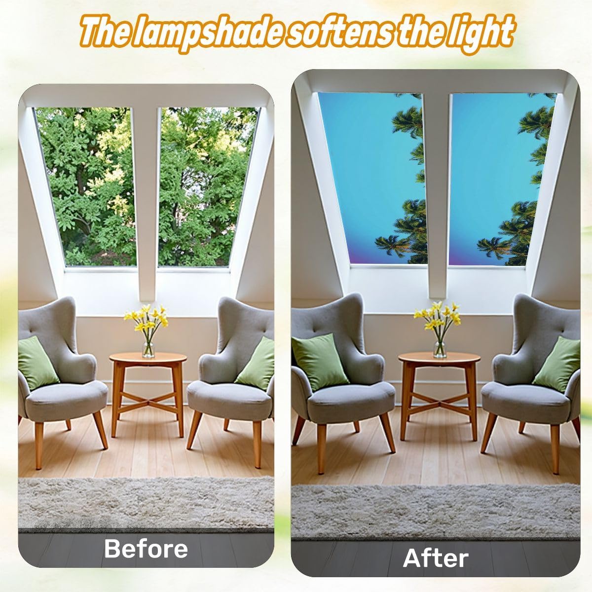 Fluorescent Light Covers for Ceiling Lights Coconut Palm Trees Tropical Beach Vintage Easy to Install Magnetic Light Filter for Classroom Office Hospitals School Home Decor