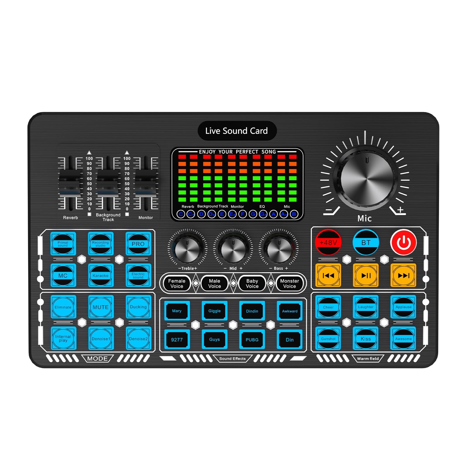 Kontroler DJ-ski, Interfejs karty dźwiękowej na żywo z efektami miksera DJ i zmieniaczem głosu Bluetooth Stereo