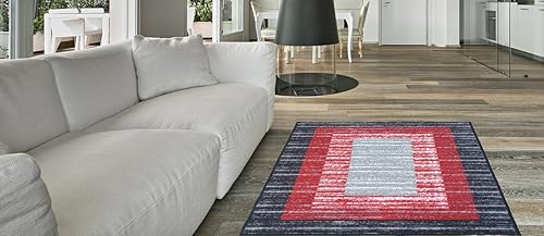 Maxy Home Hamam Collection alfombras rectangulares con reverso de goma, Contemporáneo Gris Rojo Negro,Marrón Beige