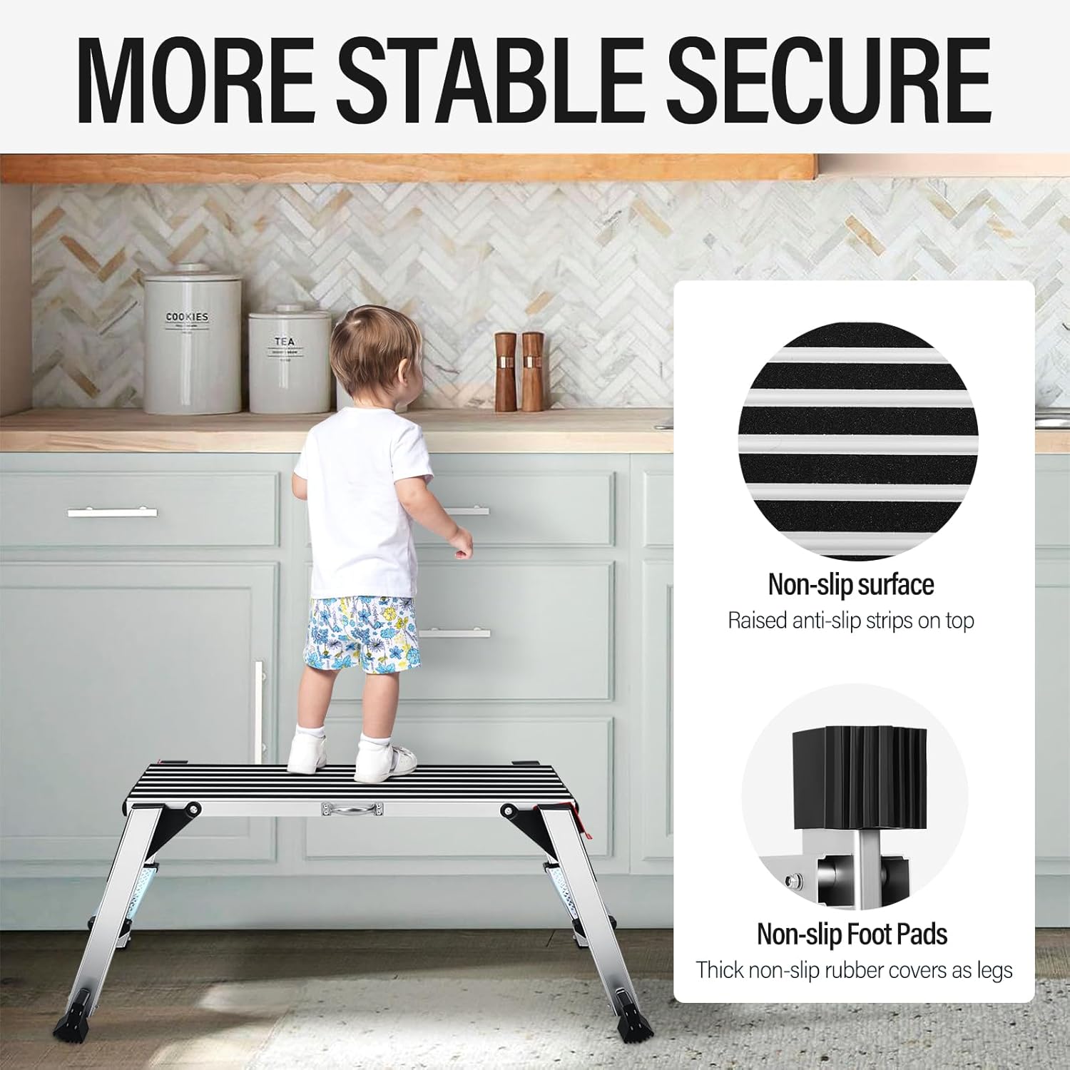 Aluminum Work Platform, 40"×12"×20" Step Stool Foldable, Work Platform Step Ladder for Washing Vehicles, Cleaning, Painting 330 LBS Capacity