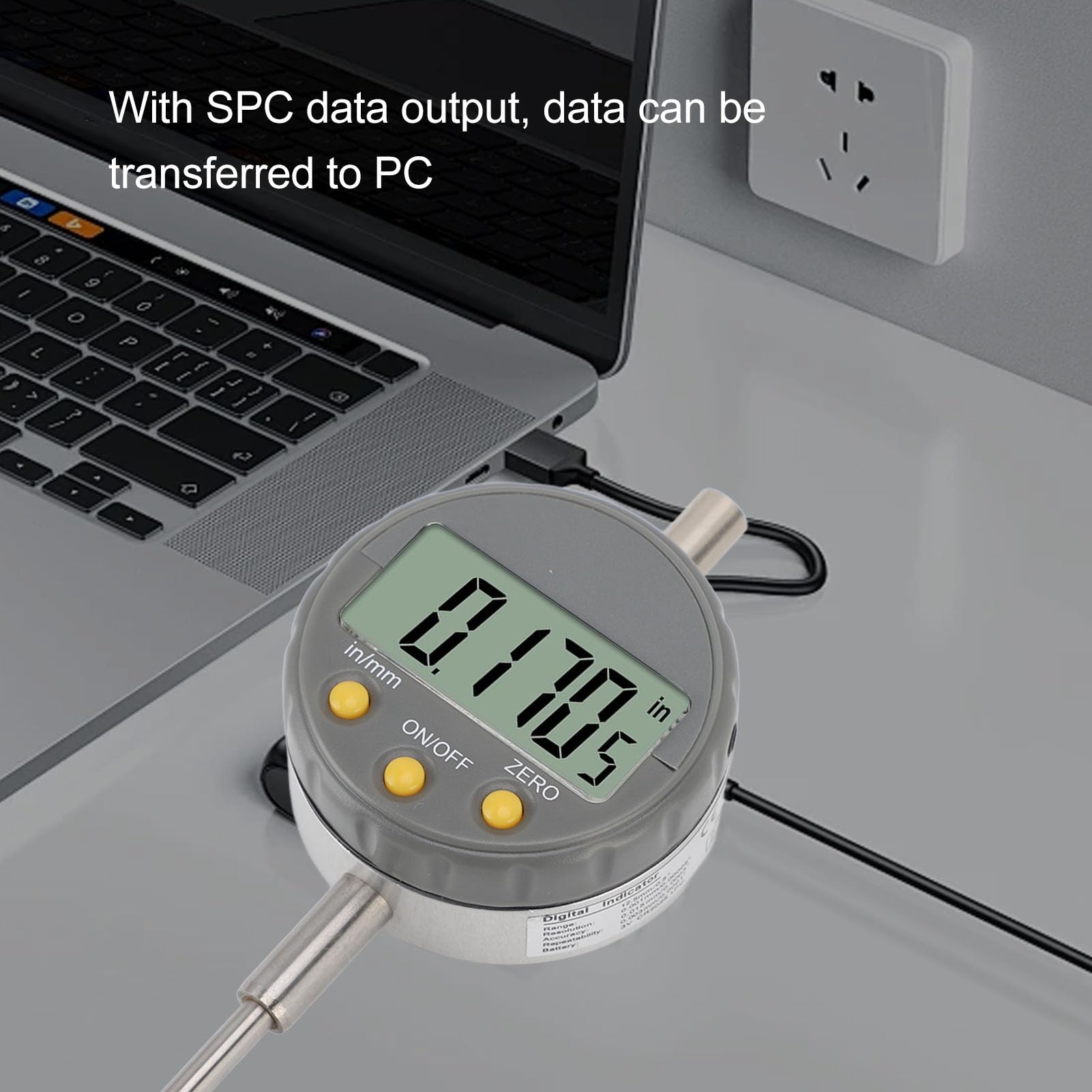 GOWENIC Indicador de Esfera Digital 0-12,5 Mm 0-0,5 Pulgadas |Indicador Electrónico Preciso de 0,001 Mm con Base Reemplazable para Medición de Precisión