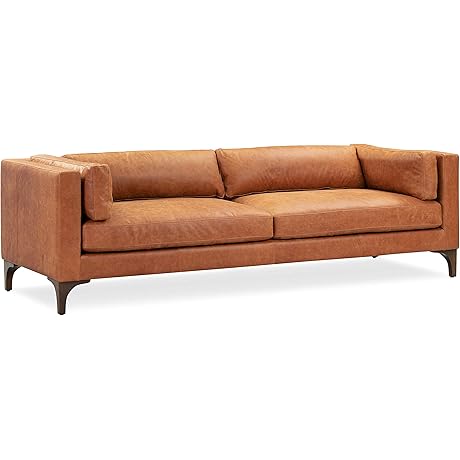 POLY & BARK Argan Full-Grain Real Leather Sofa in Cognac Tan