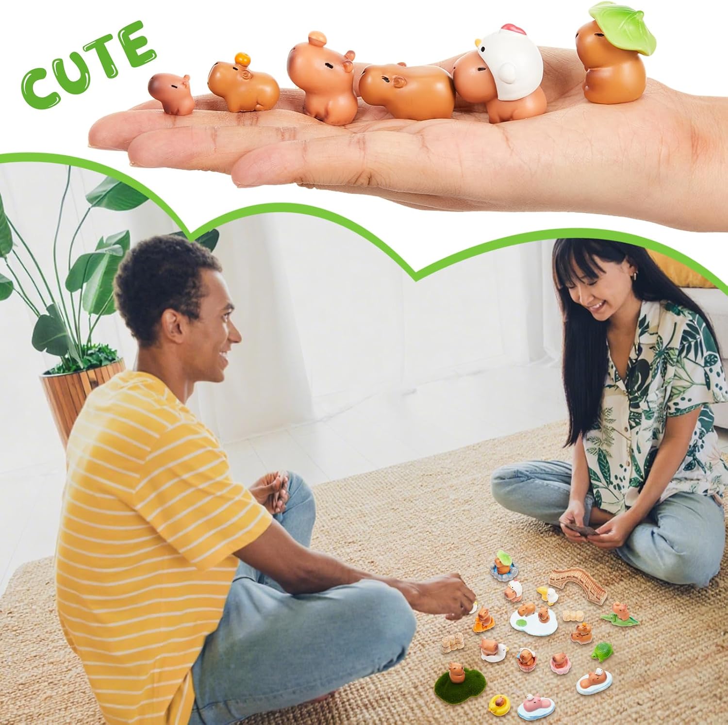 Simgoing 35 Pcs Mini Capybara Figures Small Resin Capybara Cute Miniature Animals Figurines for DIY Gifts Cake Toppers Fairy Garden Birthday Car Dashboard Desktop Dollhouse Decorations(Fresh Style)