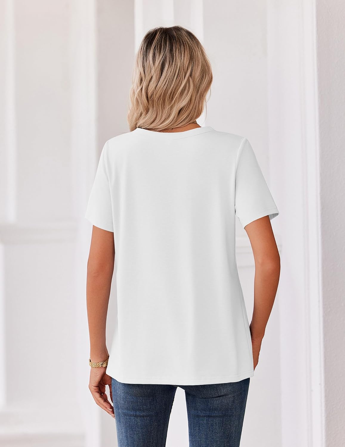 Zeagoo Womens Summer Tops V Neck Short Sleeve Shirts Dressy Casual Blouse Spring Vacation Tshirts Clothes - Image 6