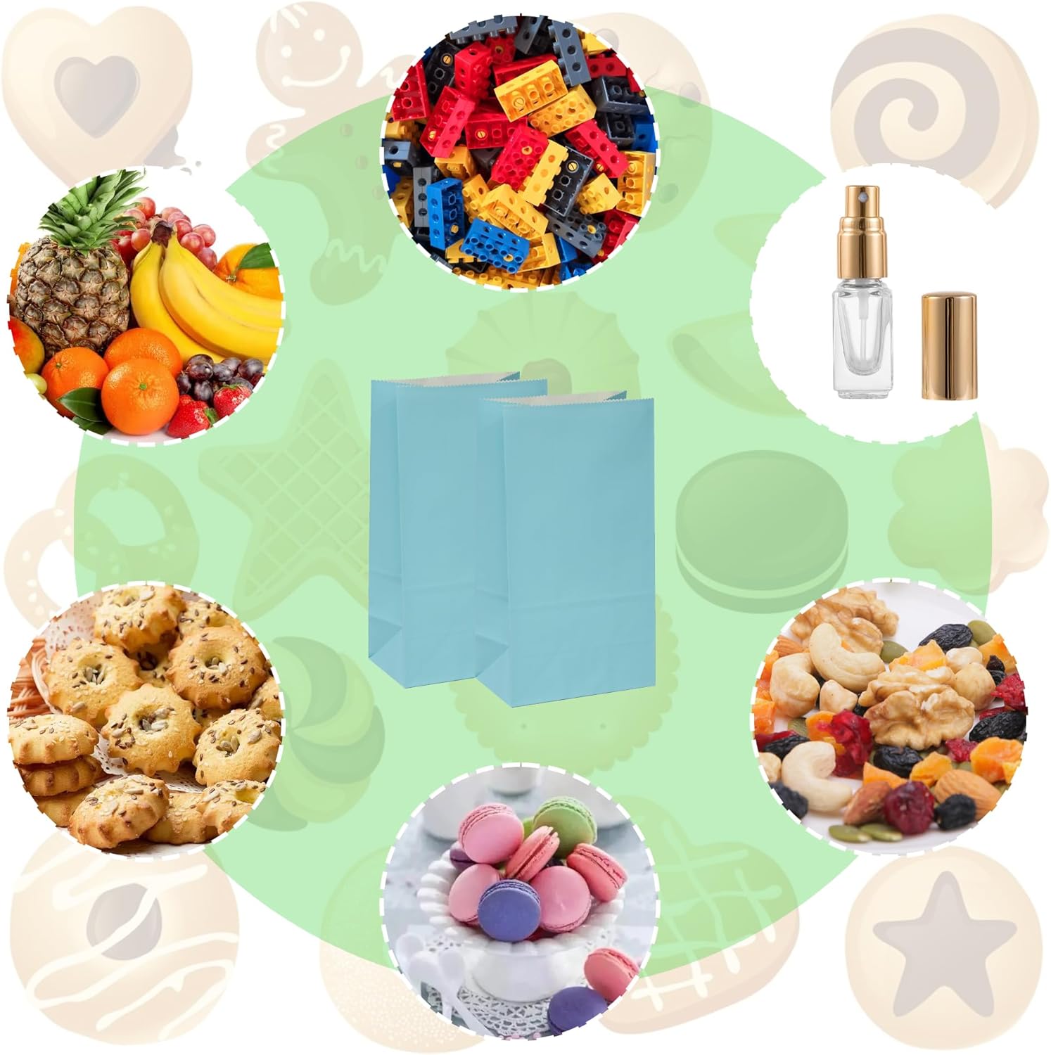 80Pcs Party Favor Bags Small Paper Lunch Bags Teal Blue Goody Bag for Wedding Kid’s Birthday Party 5.1x3.1x9.4 Inch - Image 5