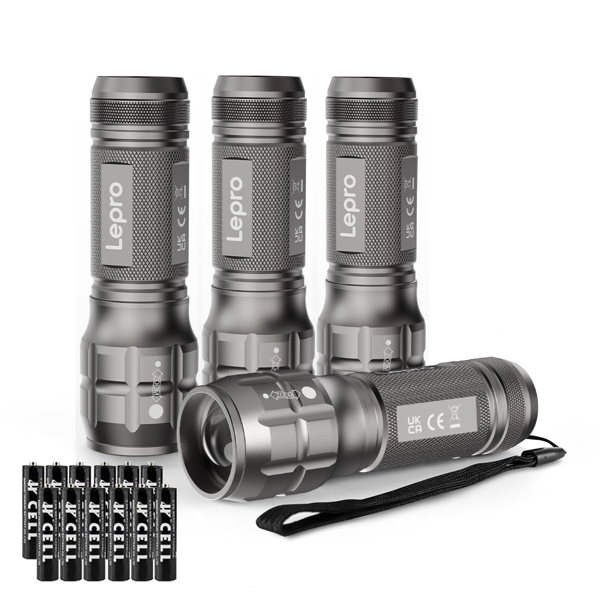 Lepro LED White Light Flashlight, High Lumens Waterproof Adjustable Focus