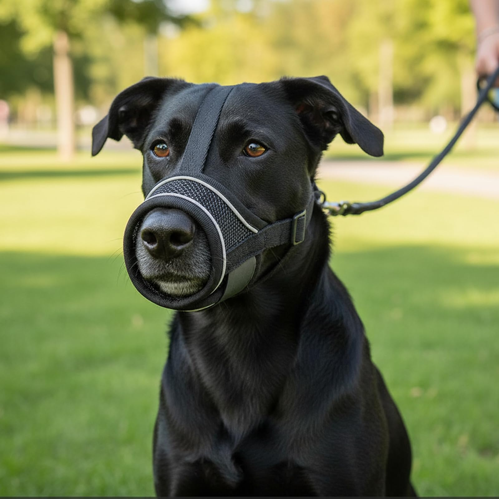 Muselière Chien Réglable en Nylon Reflectif, Soft et Confortable avec Système d'ajustement pour Petits Chiens, Idéale pour Promenades et Entraînement