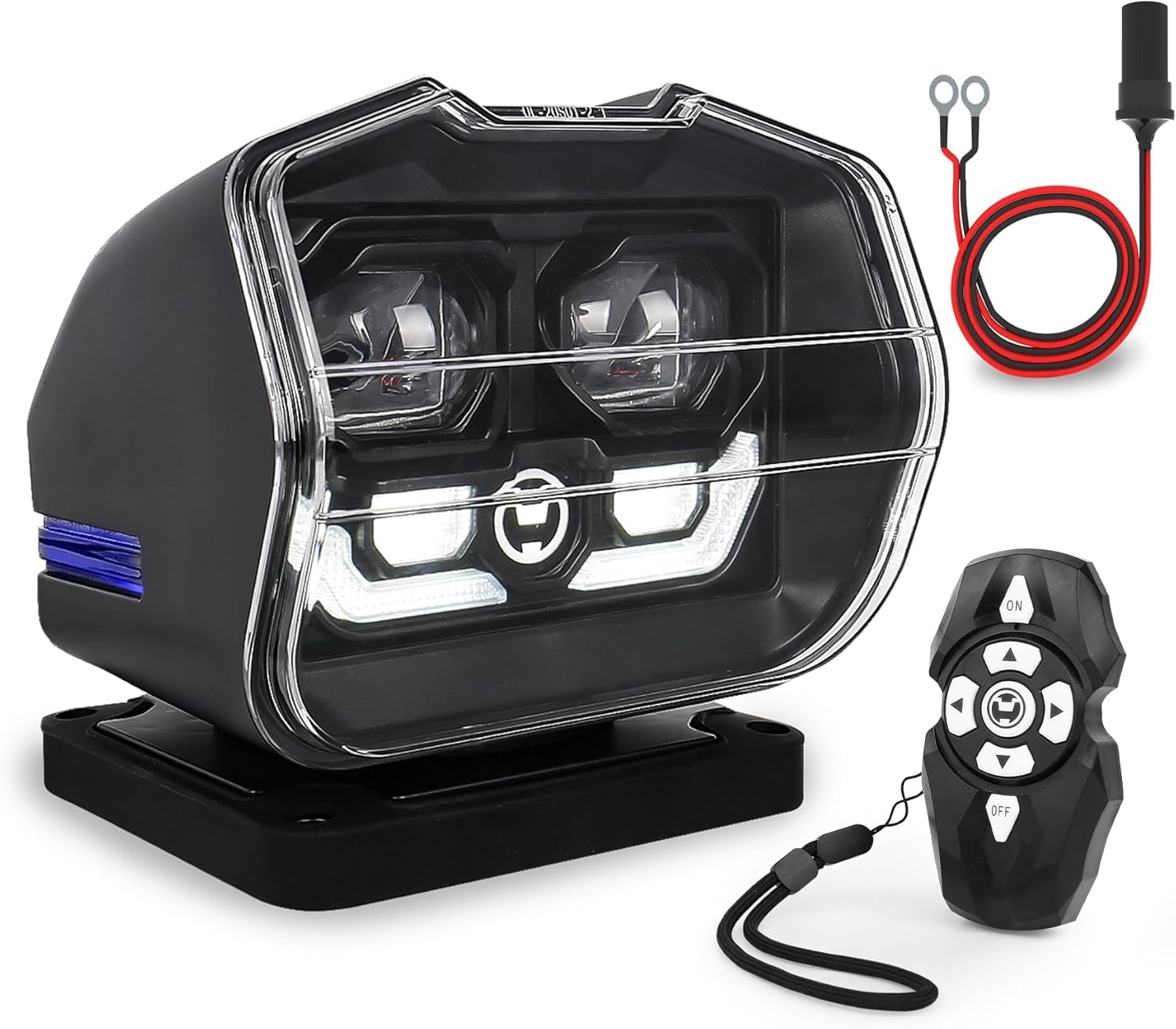 MOVOTOR LED Search Light Wireless Remote Control 360° Rotating Boat Search light with Strong Magnetic Base&Permanent Mount Automatic Auto Search LED Spot Light for Truck Boat Marine Camping Fishing