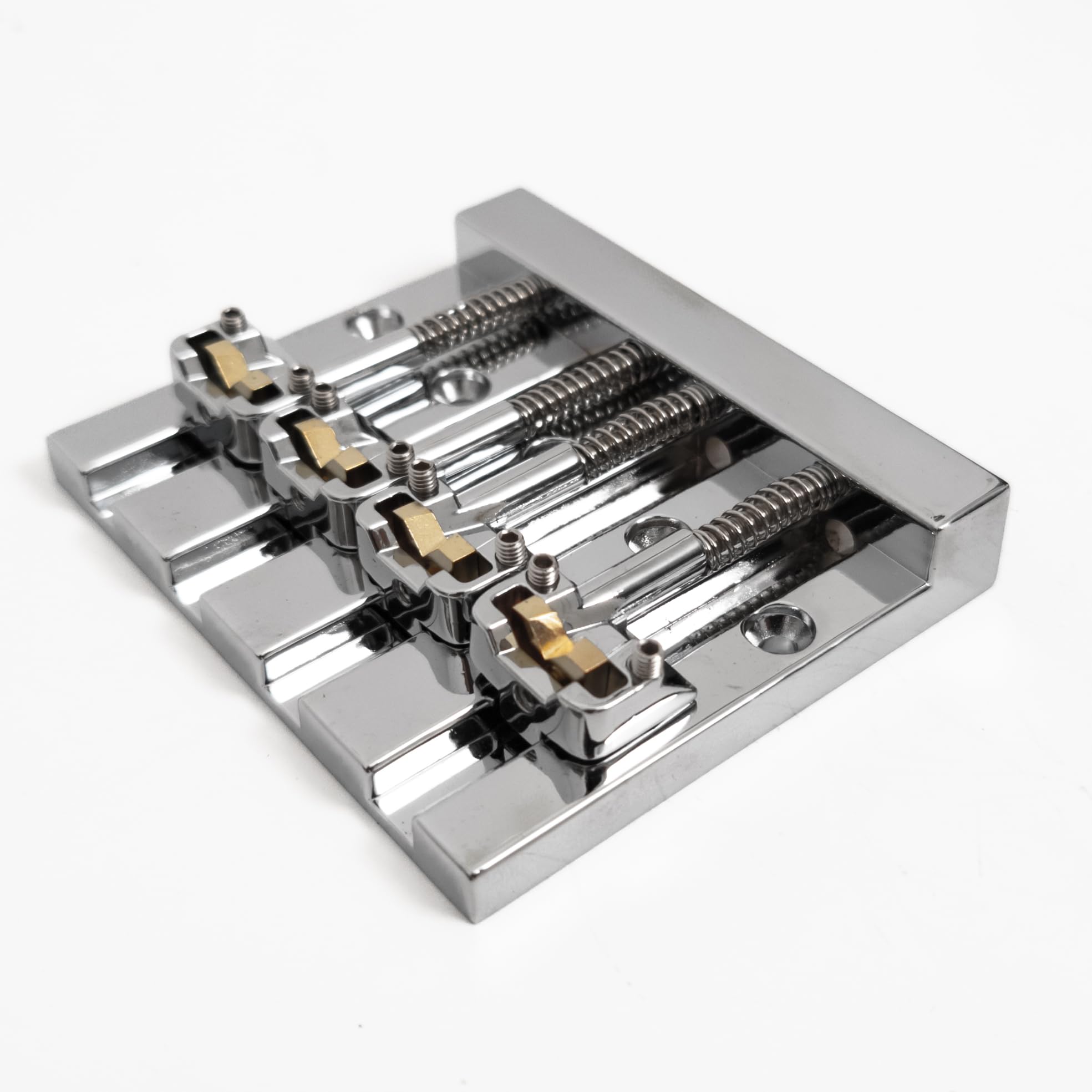 4-strunowy mostek basowy High Mass – regulowany chrom/złoty mostek zastępczy do elektrycznej gitary basowej, kompatybilny z Fender Jazz Bass i Precision Bass (chrom)