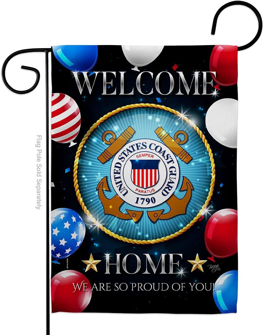 Welcome Home Coast Guard Garden Flag - Armed Forces USCG Semper Paratus United State American Military Veteran Retire Official - House Banner Small Yard Gift Double-Sided Made In USA 13 X 18.5