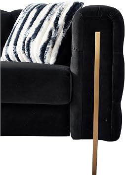 Generic Chesterfield Modern Tufted Velvet Living Room Sofa, 84.25 W Couch,Black