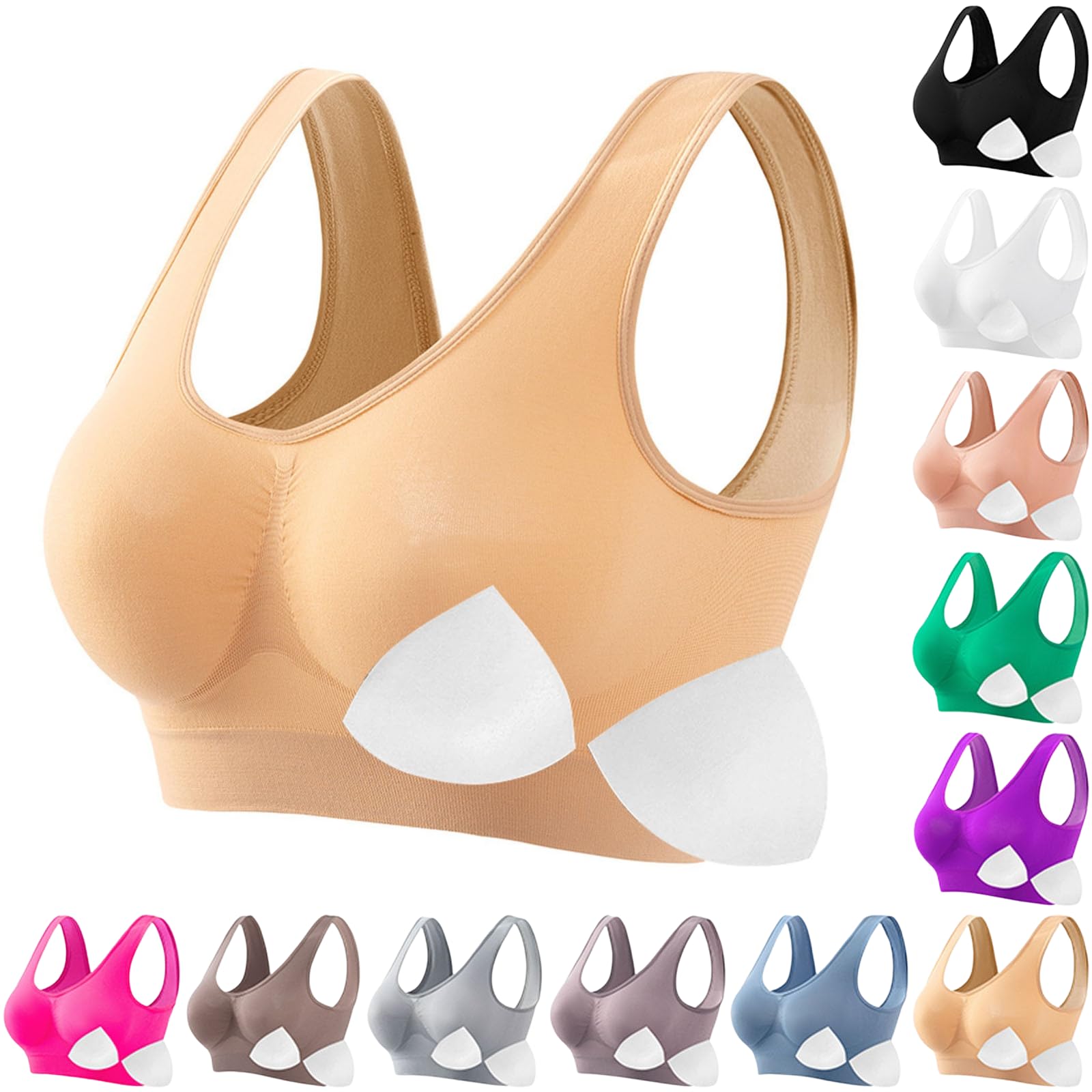 Summer Breathable Sports Bras for Women Cooling Push Up Wireless Bralettes Lightweight Plus Size High Support Bras