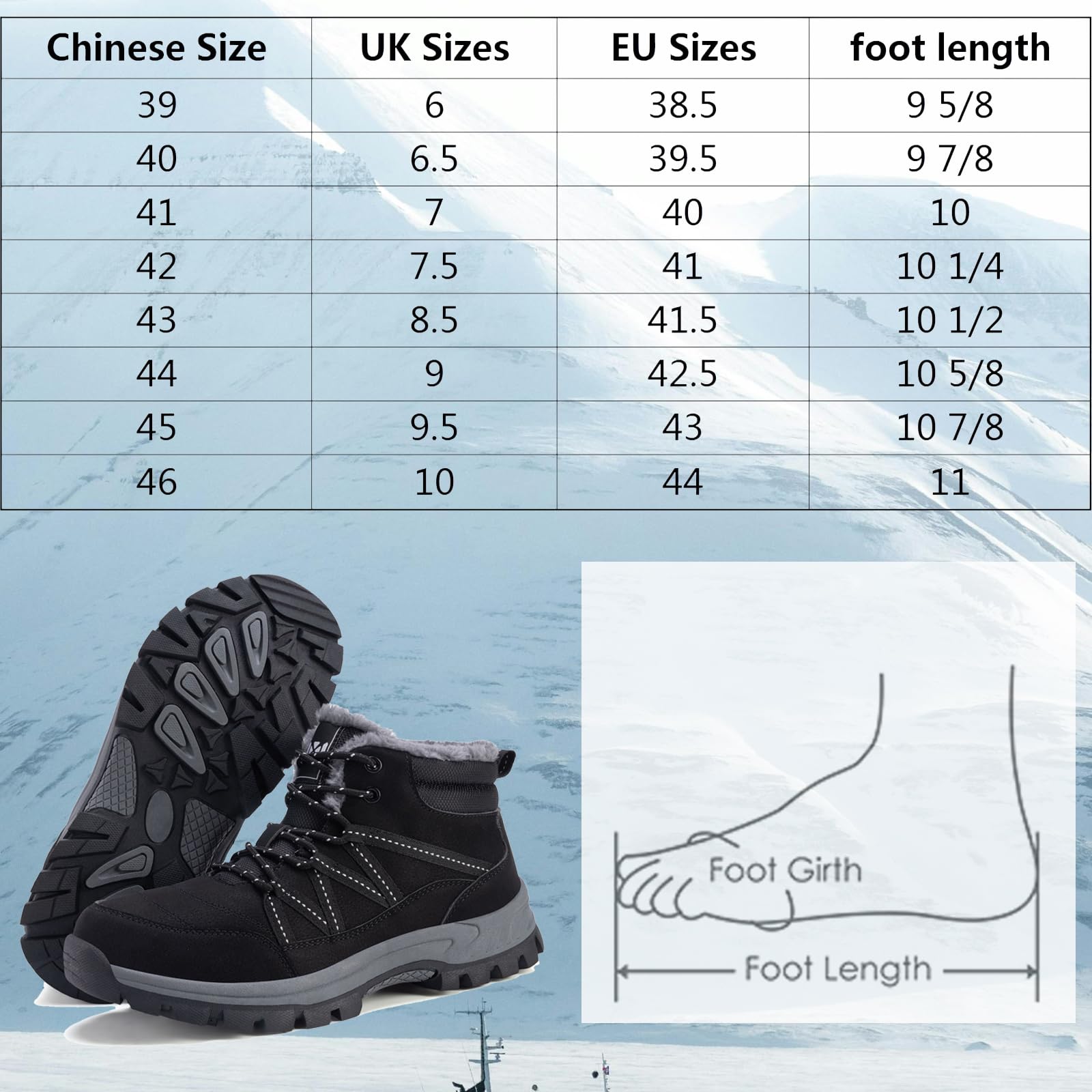 Schneestiefel für Herren mit Fell gefüttert rutschfeste Winterstiefel leicht wasserdicht Stiefeletten Outdoor-Wanderstiefel