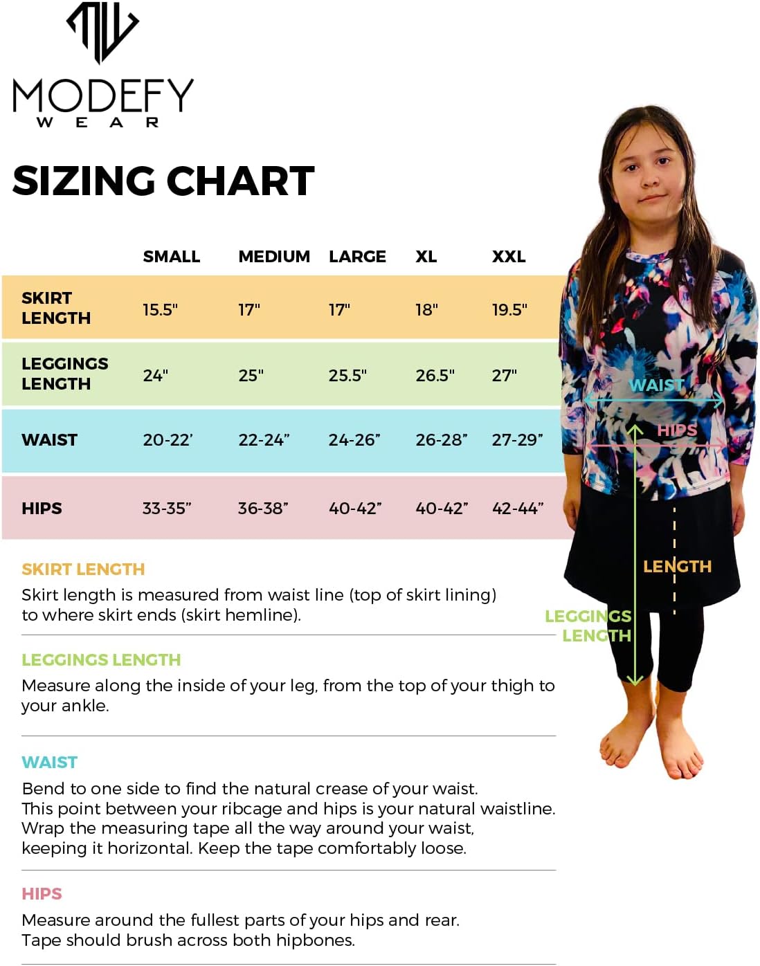 Girls' Skirted Swim Leggings with UPF 50+ Sun Protection, Modest Bathing Suit 2-in-1 Swim Skirt and Leggings for Girls