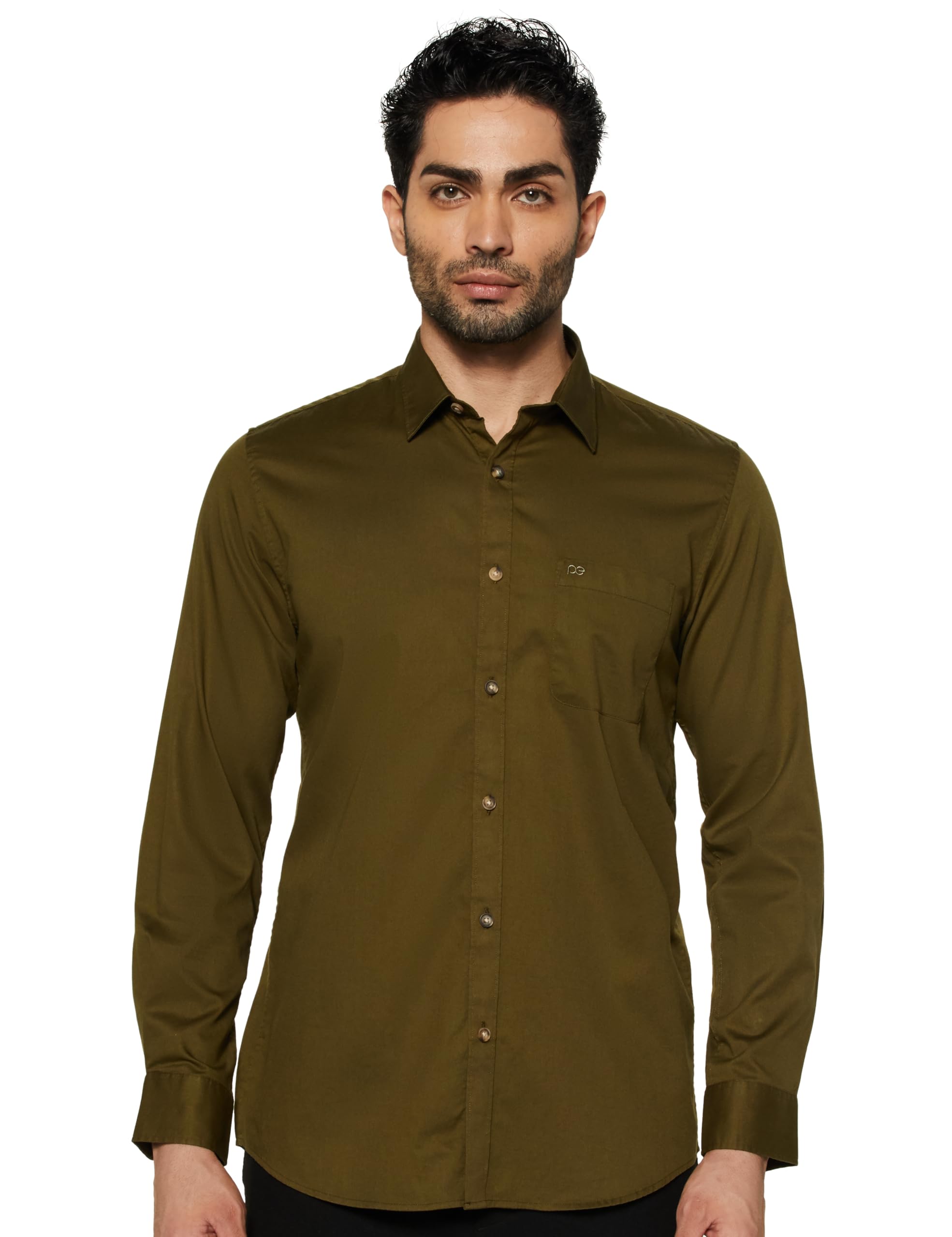 Peter England Men's Cotton Slim Fit Solid Full Sleeve Casual Shirt