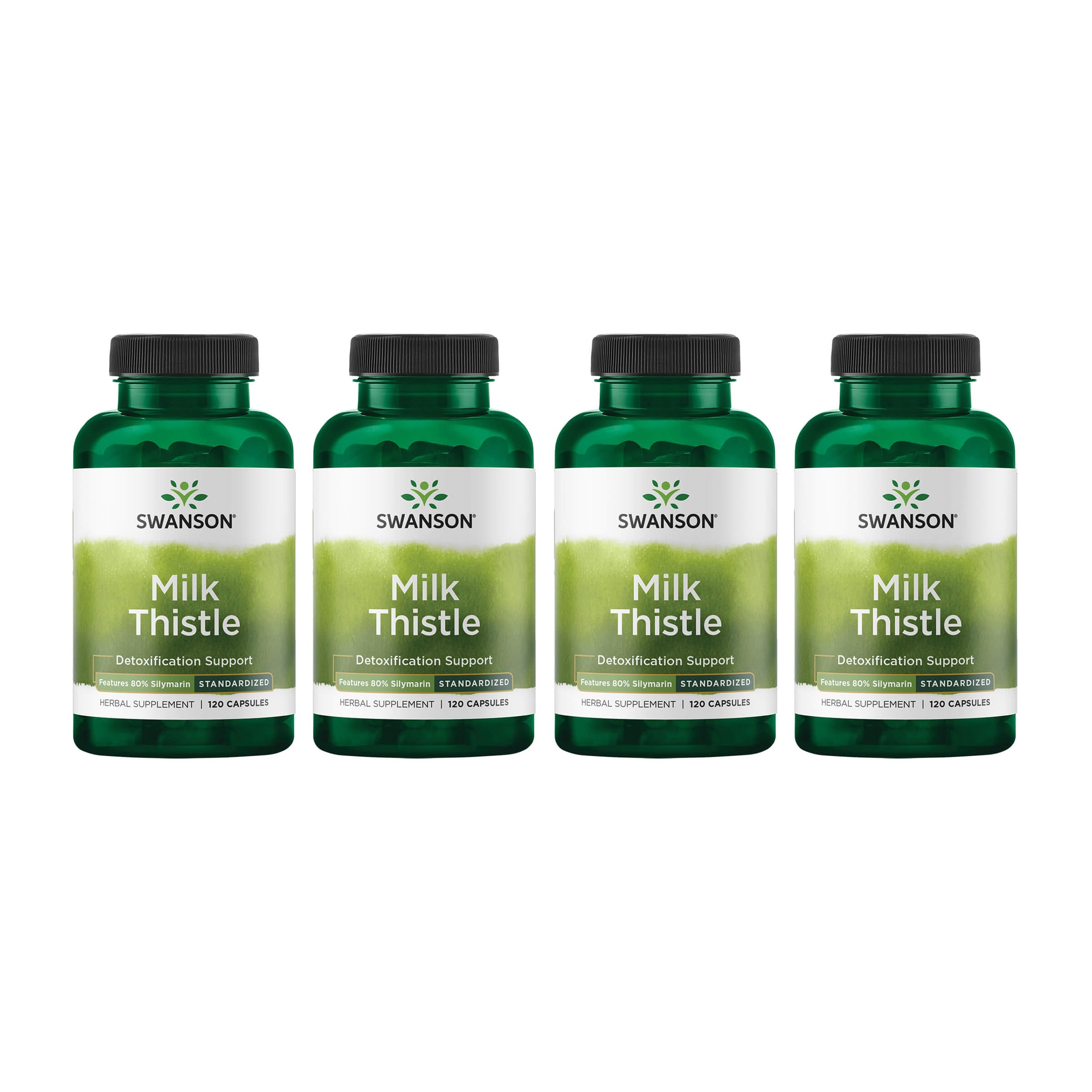 Swanson Milk Thistle (Standardized) (120 Capsules), 4 Pack 120 Count (Pack of 4)