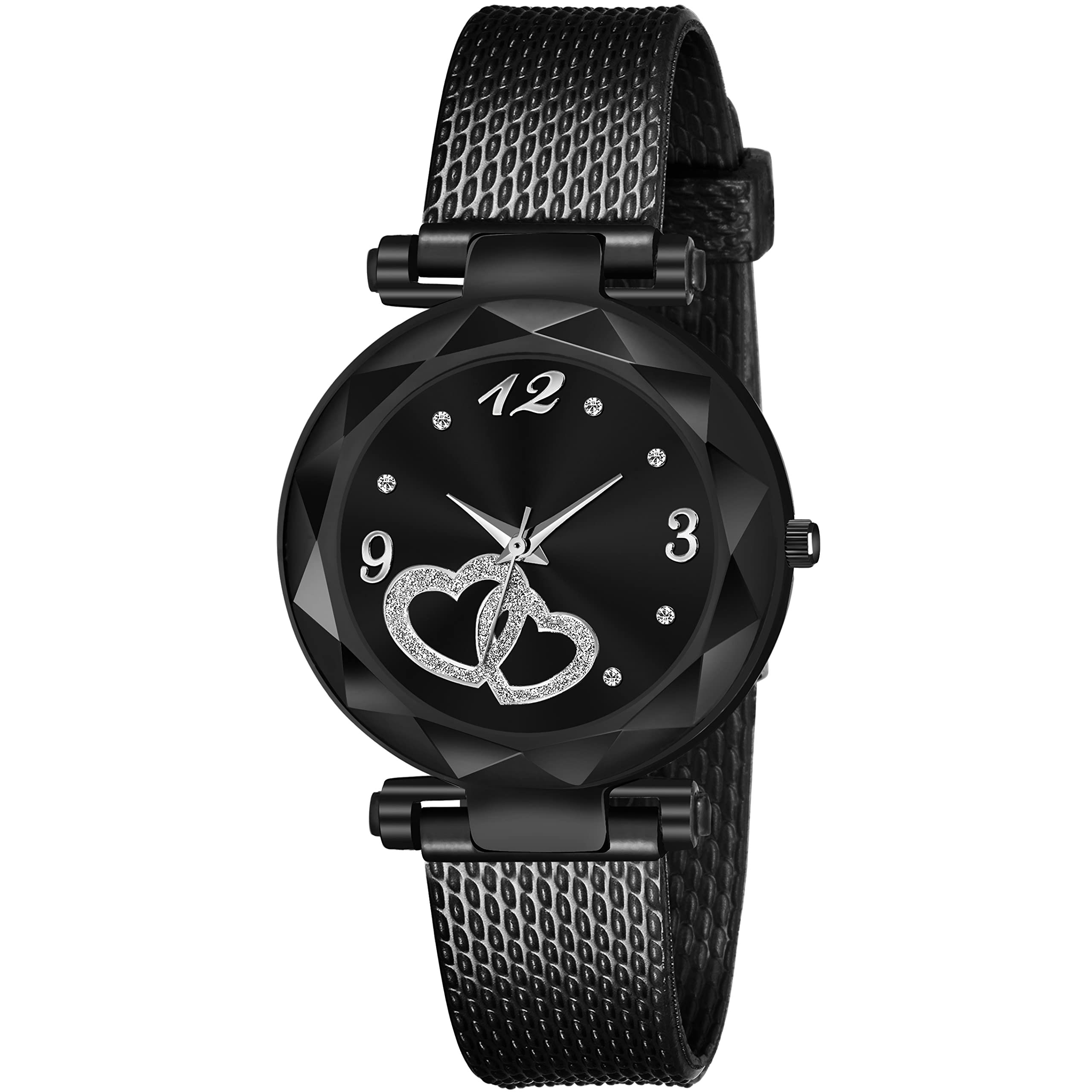 KIARVI GALLERY Black Heart Dial PU Strap Analog Girls and Womens Watch (Black Colored Strap) (B09SY9MMKM) Amazon Price History, Amazon Price Tracker