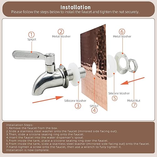 Miniatura 7 de Dispensador de agua de cobre 100% puro martillado a mano de 2.5 galones  Ayurvedicsin recubrimiento artesanal hecho a mano, pulido espejo para uso
