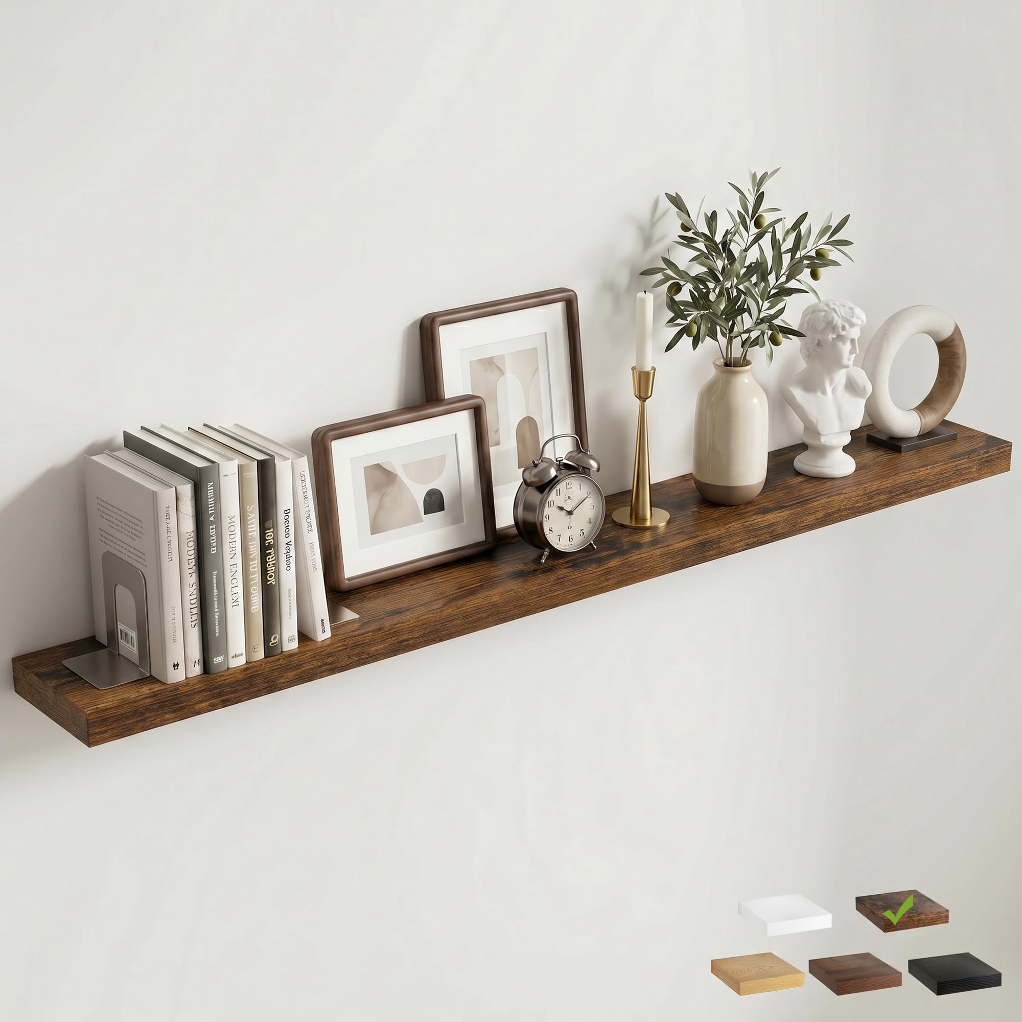 Photo 1 of 
FLYJOE Floating Shelves for Wall, 72 Inch Floating Shelves Set of 1, 8" D Wooden Wall Mounted Display Shelves with Invisible Brackets for Living Room, Bedroom, Bathroom, Kitchen Decor, Brown