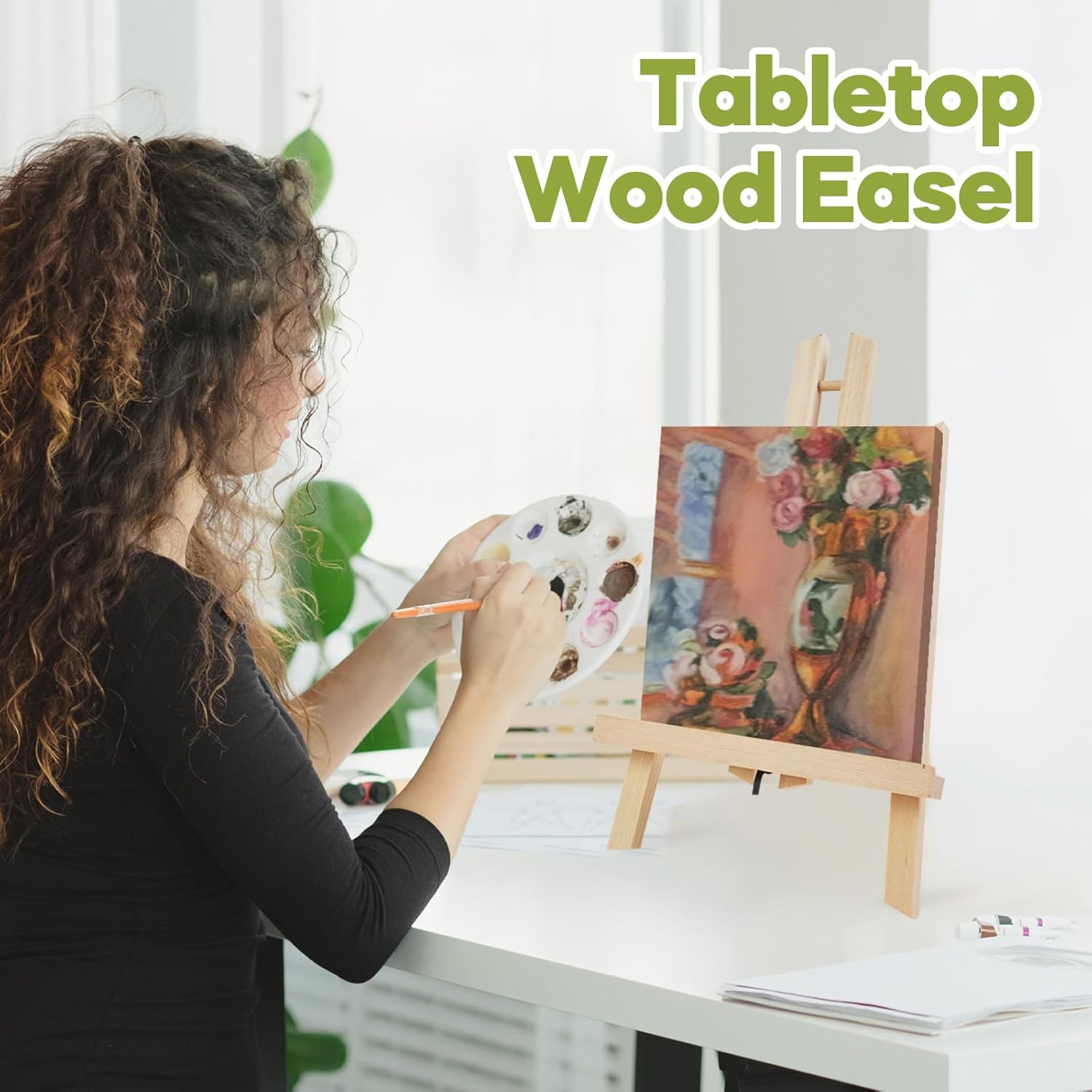 CONDA Tabletop Easel, Portable A-Frame Tripod Tabletop Easel Set for Painting Party & Displaying Canvases, Photos, Display Tripod Holder Stand for Students Kids Beginners（16 Pack 11.8 inch）