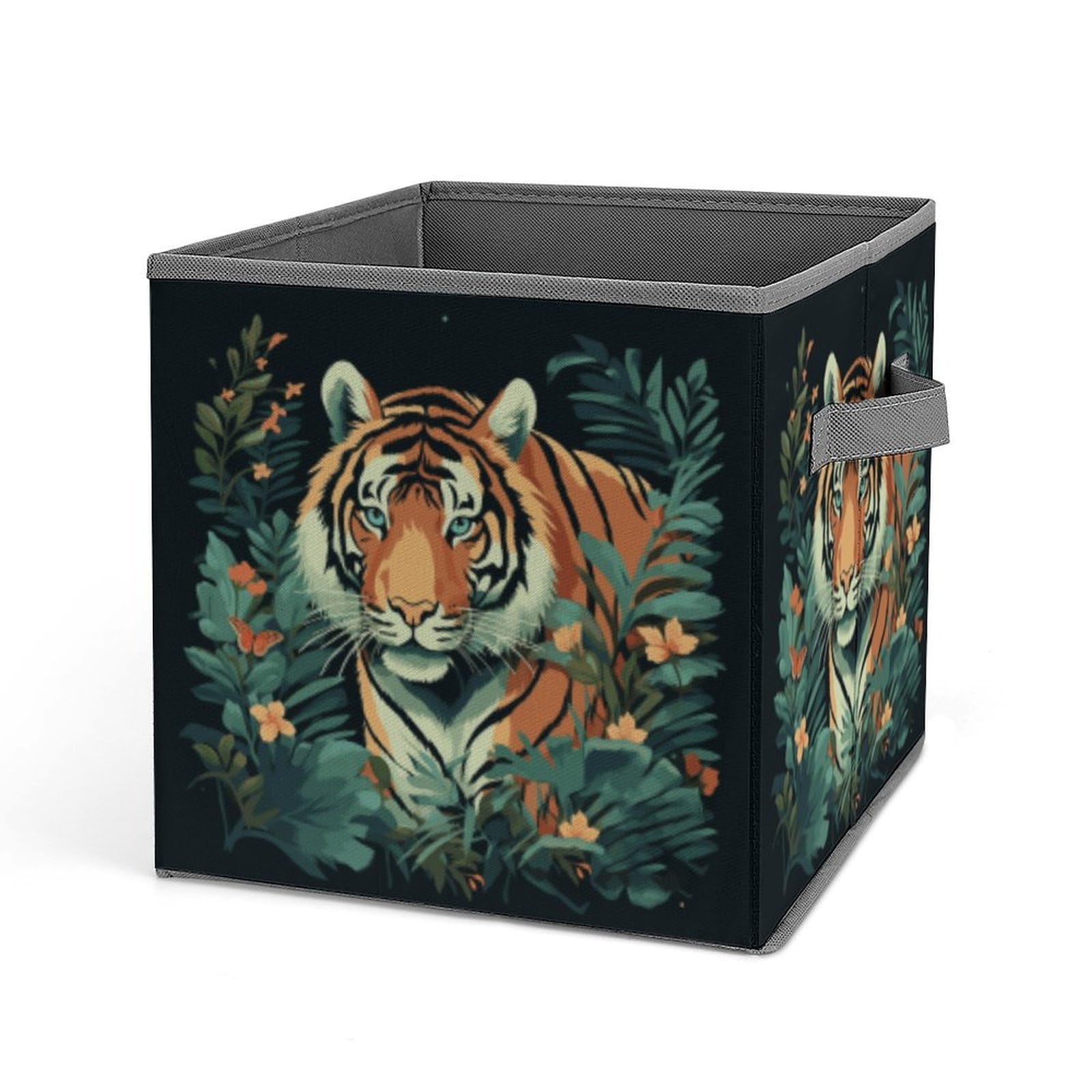 JTREHY Butterfly And Tiger Storage Bins Sturdy Large Capacity Folding Sorting Boxes Convenient Stable Storage Box Collapsible Fabric Storages Cubes Organizer with Handles
