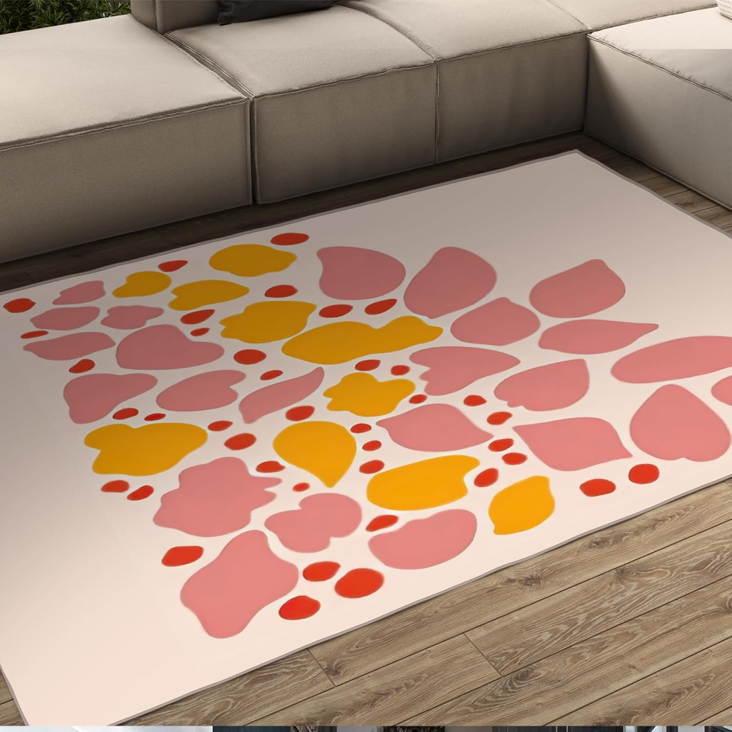 いぬ様 パステルカラーラグ抽象的な花びら軽量カーペット滑り止め