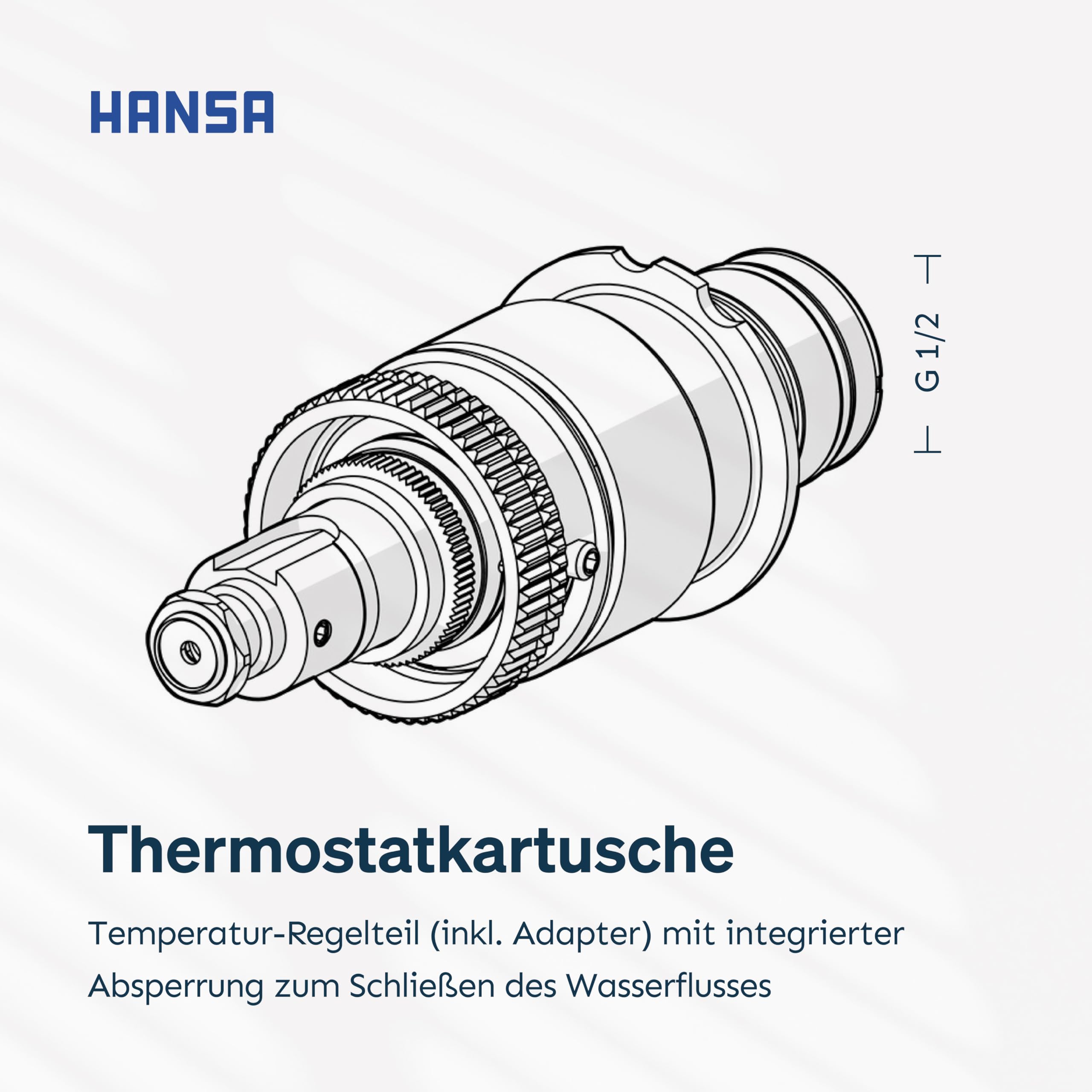 HANSA Thermostatkartusche I Temperatur Regelteil mit integrierter Absperrung & Schmutzfilter I Standard-Anschlussgröße G 1/2, Nennweite DN 15 | Kartusche Messing für Duschthermostat, Dusche Badarmatur