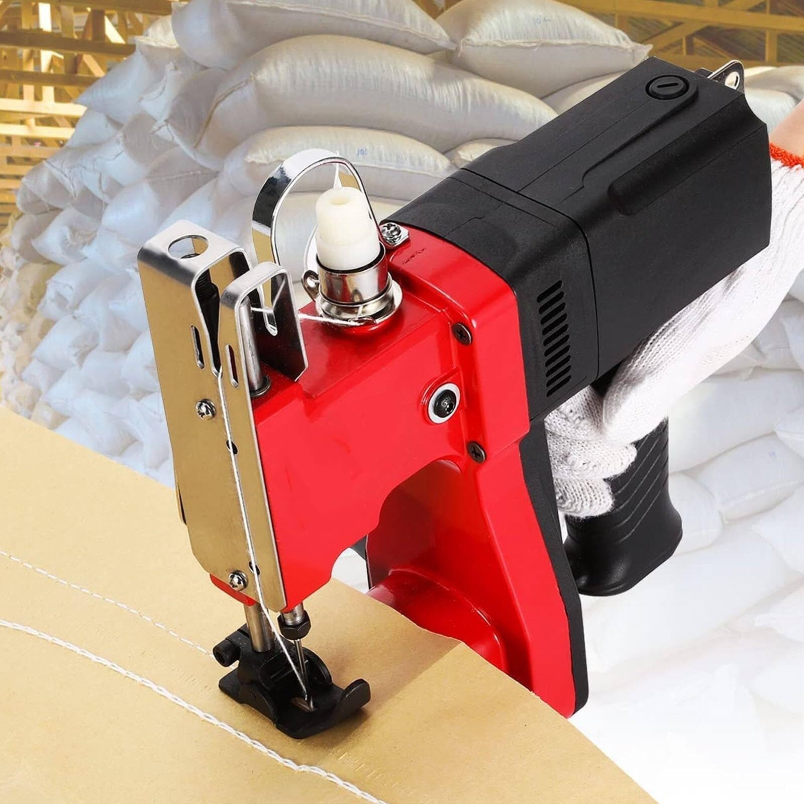 Máquina de coser for cerrar bolsas, cosedora de bolsas de mano, máquina eléctrica for cerrar bolsas, máquina de coser industrial for sellar bolsas con línea, for bolsas de saco/tejido/arroz/piel de se
