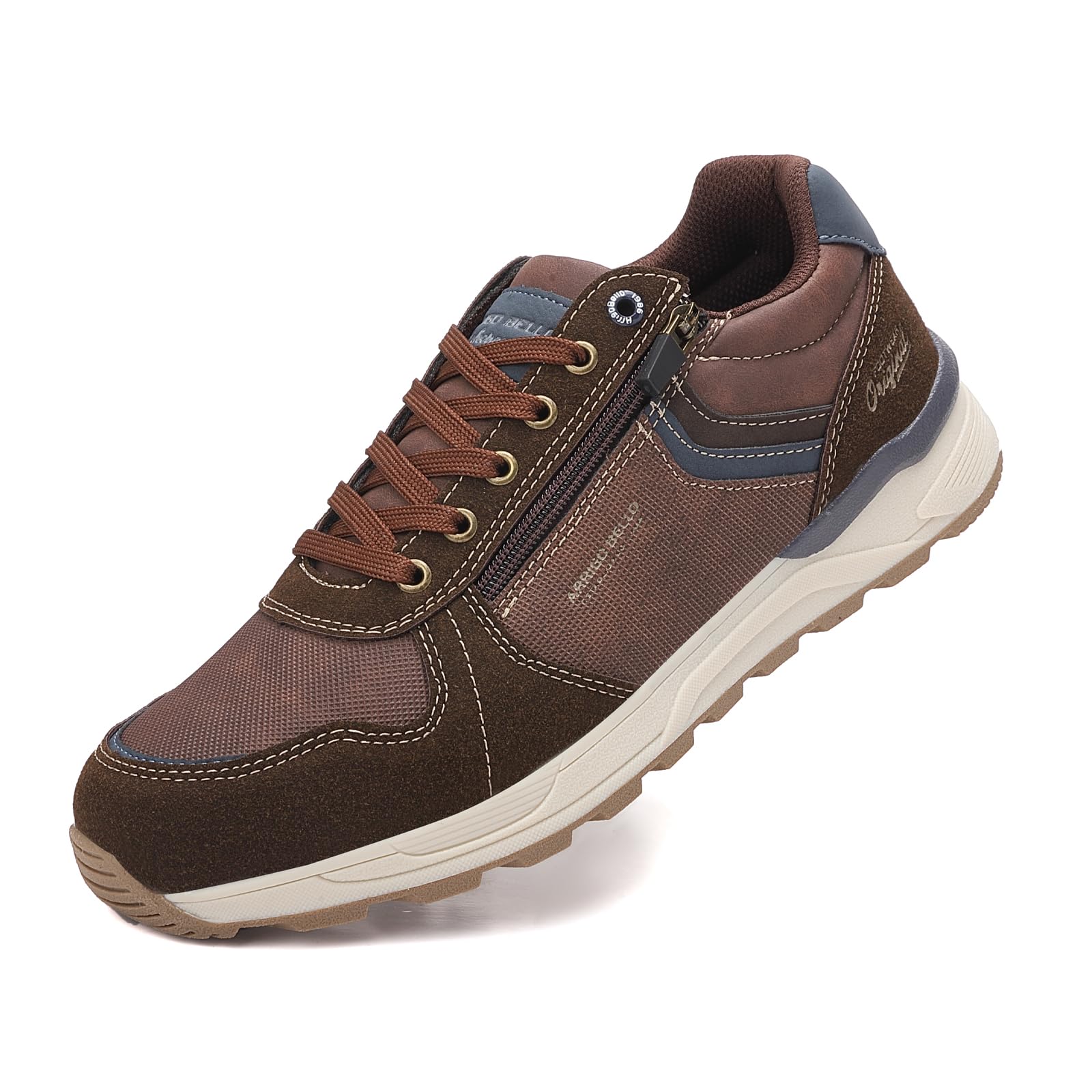 ARRIGOBELLO Freizeitschuhe Herren Schuhe Kunstleder Sneaker Bequem Sportschuhe Reißverschlüsse Walkingschuhe Leichtgewicht Arbeitsschuhe EU41-46