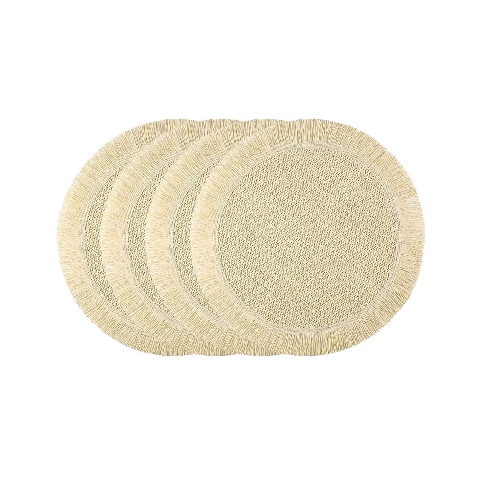 Set de table rond beige en papier tissé x8 pour vos repas en famille