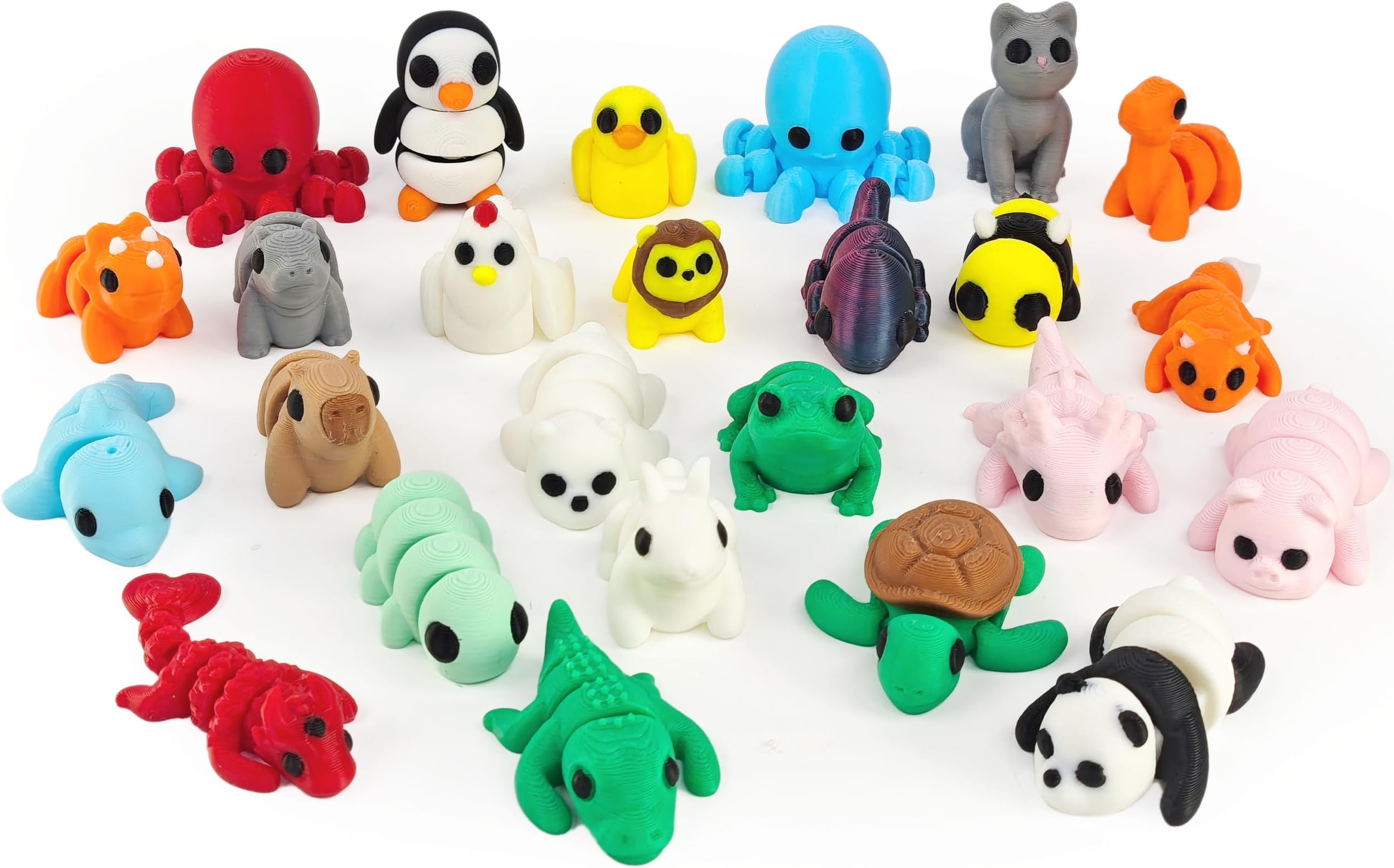 25 pcs Animal Figurines, 3D Printed Animal Figurines Set, Articulated, Party Favors, Pocket Fidget Toys Bulk, Goodie Bag Stuffers, Gifts for Boys Girls Toddlers, Classroom Rewards