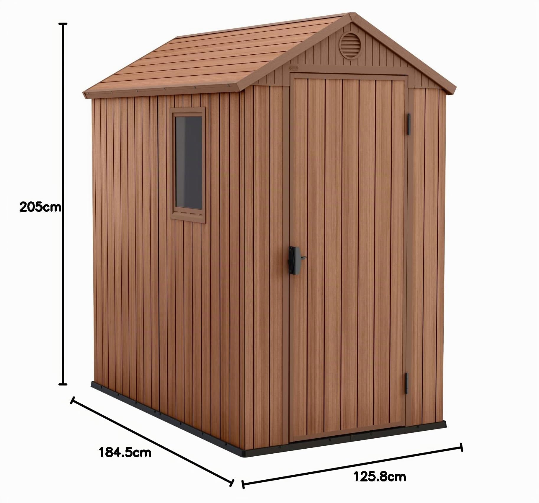 Keter Gartenhaus Darwin 4 x 6, Holzoptik, braun, 2 m², 125,8 x 184,5 x 205 cm