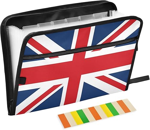 ALAZA British Flag Union Jack London - Carpeta expandible de 13 bolsillos con etiquetas, carpeta de archivos de acordeón, organizador de archivos de