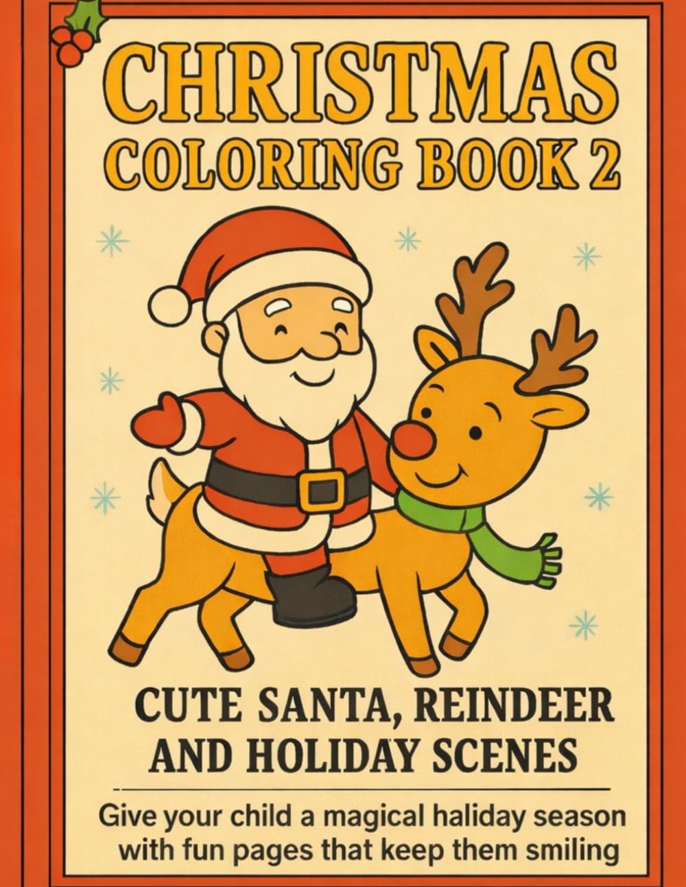 Christmas Coloring Book;Fun Holiday Pages for Kids -Volume2: Cute Santa ,Reindeer & Festive Holiday Scenes