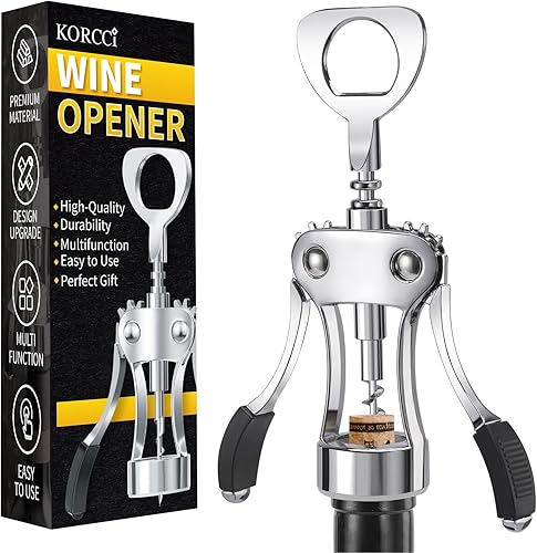 Miniatura 12 de KORCCI Abridor de Vinos, Abridor de Botellas de Vino, Sacacorchos de Ala de Aleación de Zinc Resistente, Sacacorchos Abridor de Cerveza para