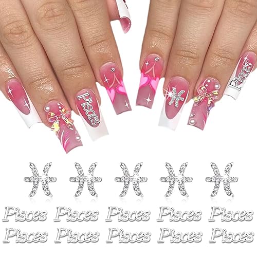 15pcs 3d Silver Pisces Nail Charms 5pcs Zodiac Signs and