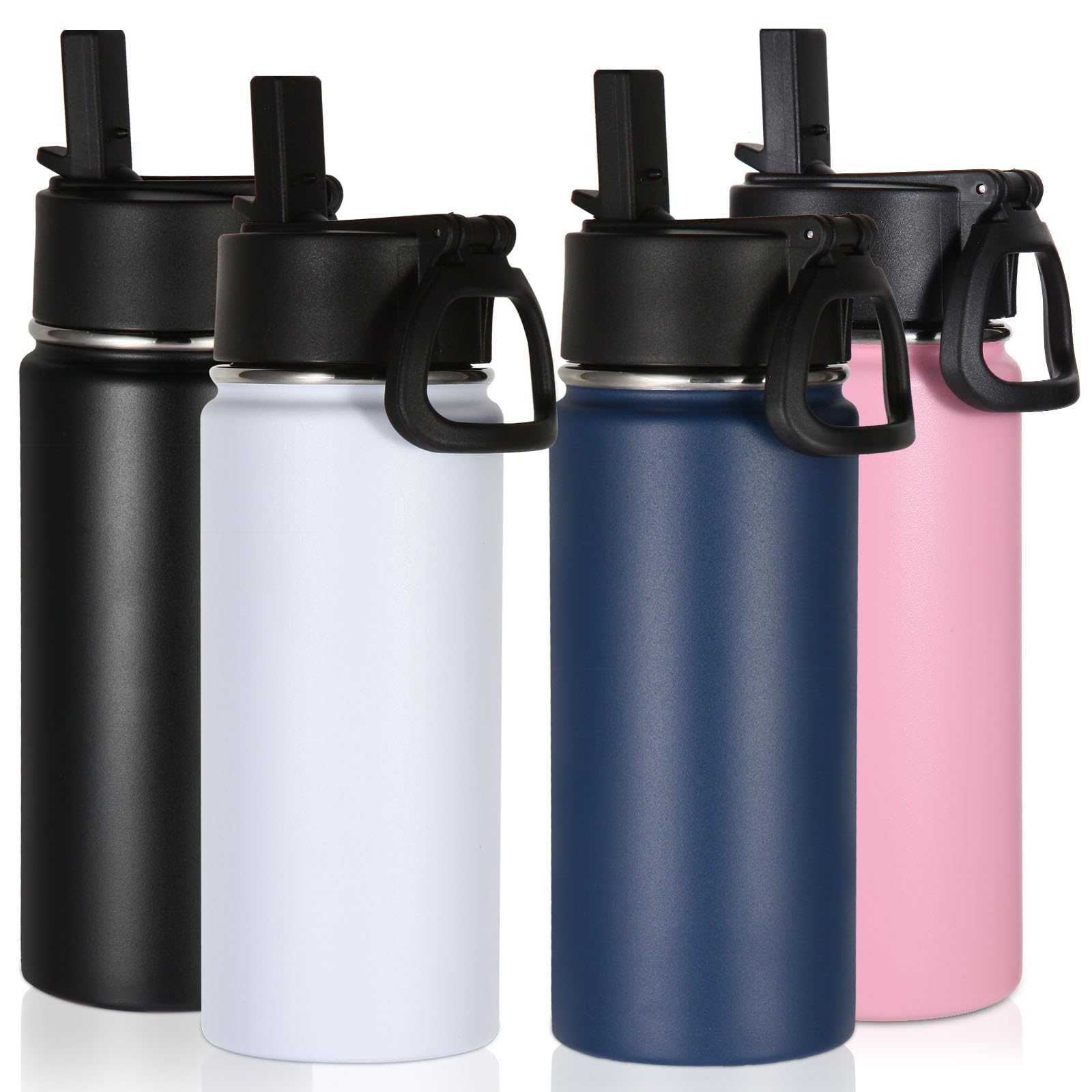 Bouteilles d'eau pour enfants à l'école et au sport : lot de 4 gourdes étanches 473 ml