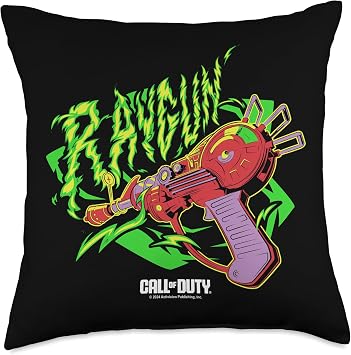Call Of Duty Ray Gun Neon Green Fire Retro Logo Throw Pillow