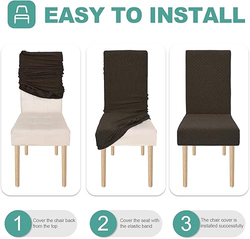 Miniatura 6 de YEMYHOM - Funda protectora para silla de comedor, restaurante, cocina, fiesta, diseño elastizado, a cuadros