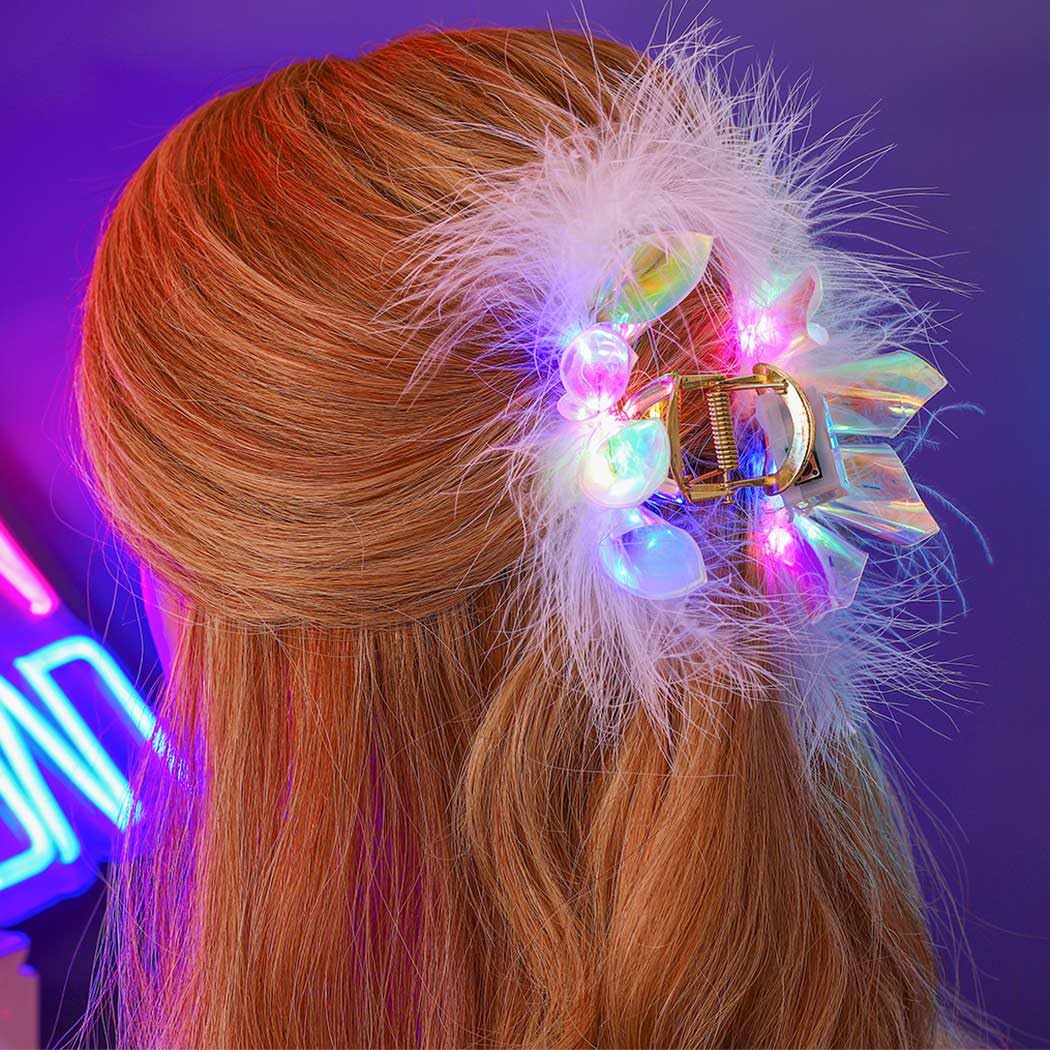 Brinie Light Up Hair Claw LED Flash Feather Hair Clip Claw