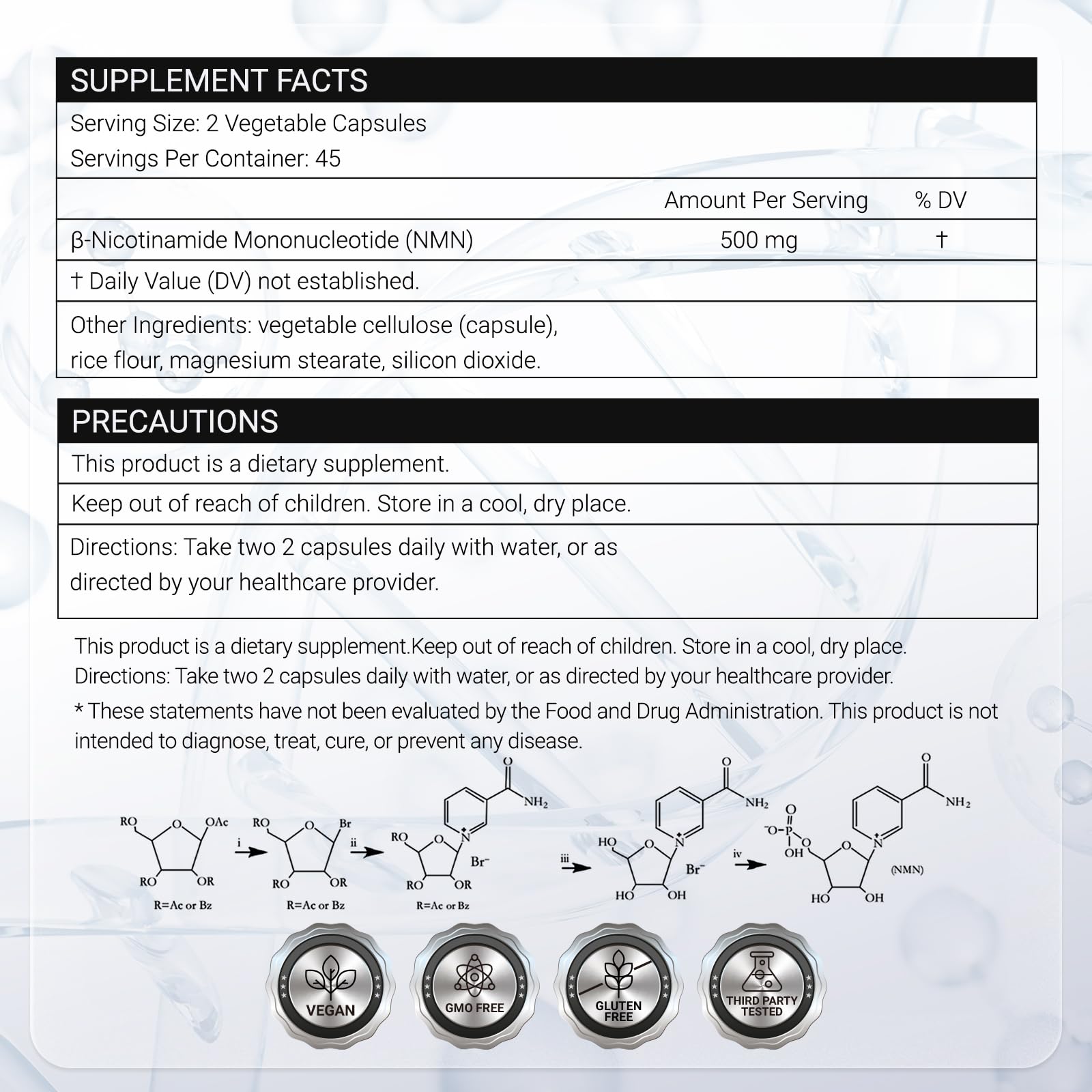 NMN Supplement 500mg - 99% Pure NMN Capsules, 3rd Party Tested High Purity NAD Supplement for Healthy NAD+ Levels & Healthy Aging - 90 Capsules (45 Servings), Made in USA — Amazon image 6