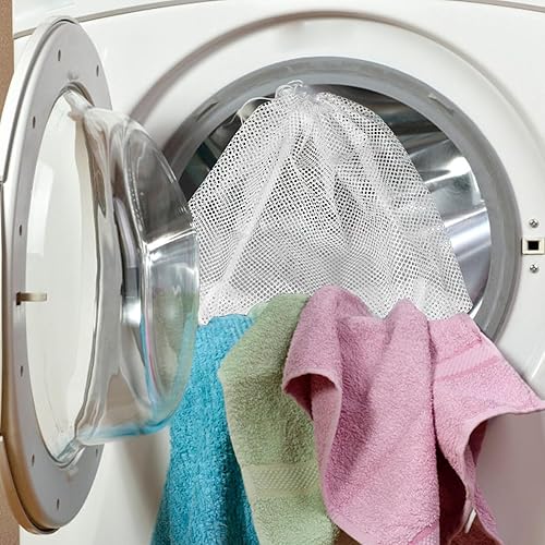 Miniatura 4 de EXCEART Bolsa grande de malla con cordón, bolsa de lavado duradera para ropa, abrigos y sudaderas con capucha, conveniente organizador de viaje para