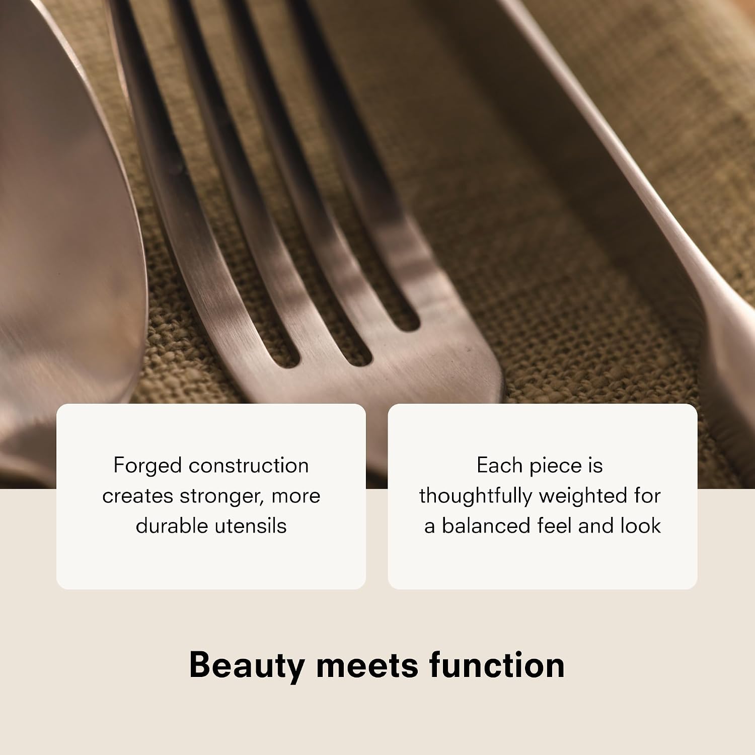 Public Goods 18/10 Stainless Steel Forged Flatware Set | Heavy Duty Silverware | Dishwasher Safe | 20 Piece Set | 4 Salad Forks, 4 Dinner Forks, 4 Dinner Knives, 4 Table Spoons, and 4 Tea Spoons image 2
