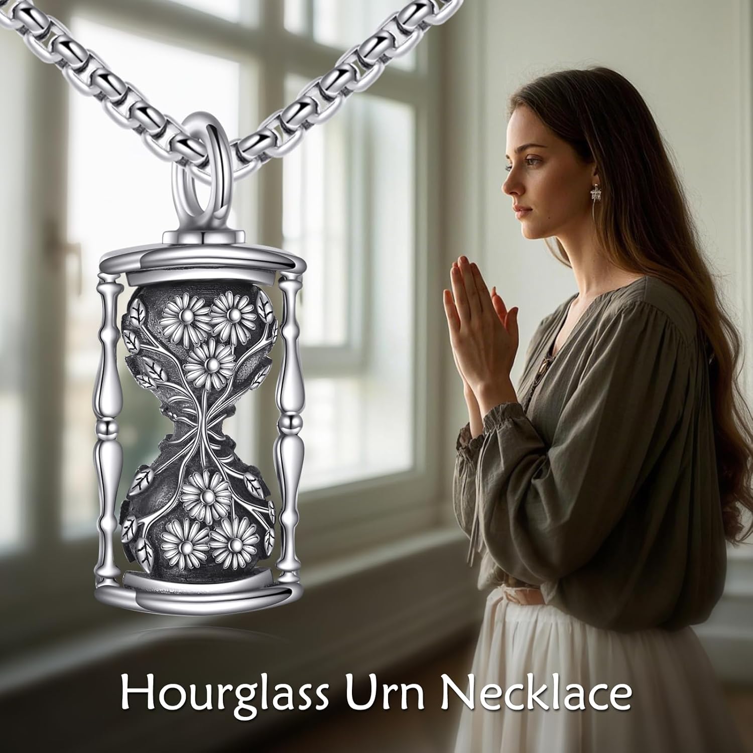 Cremation Urn Necklaces for Ashes Sterling Silver Cremation Jewelry for Ashes Holder Memorial Gifts for Women Men - Image 3