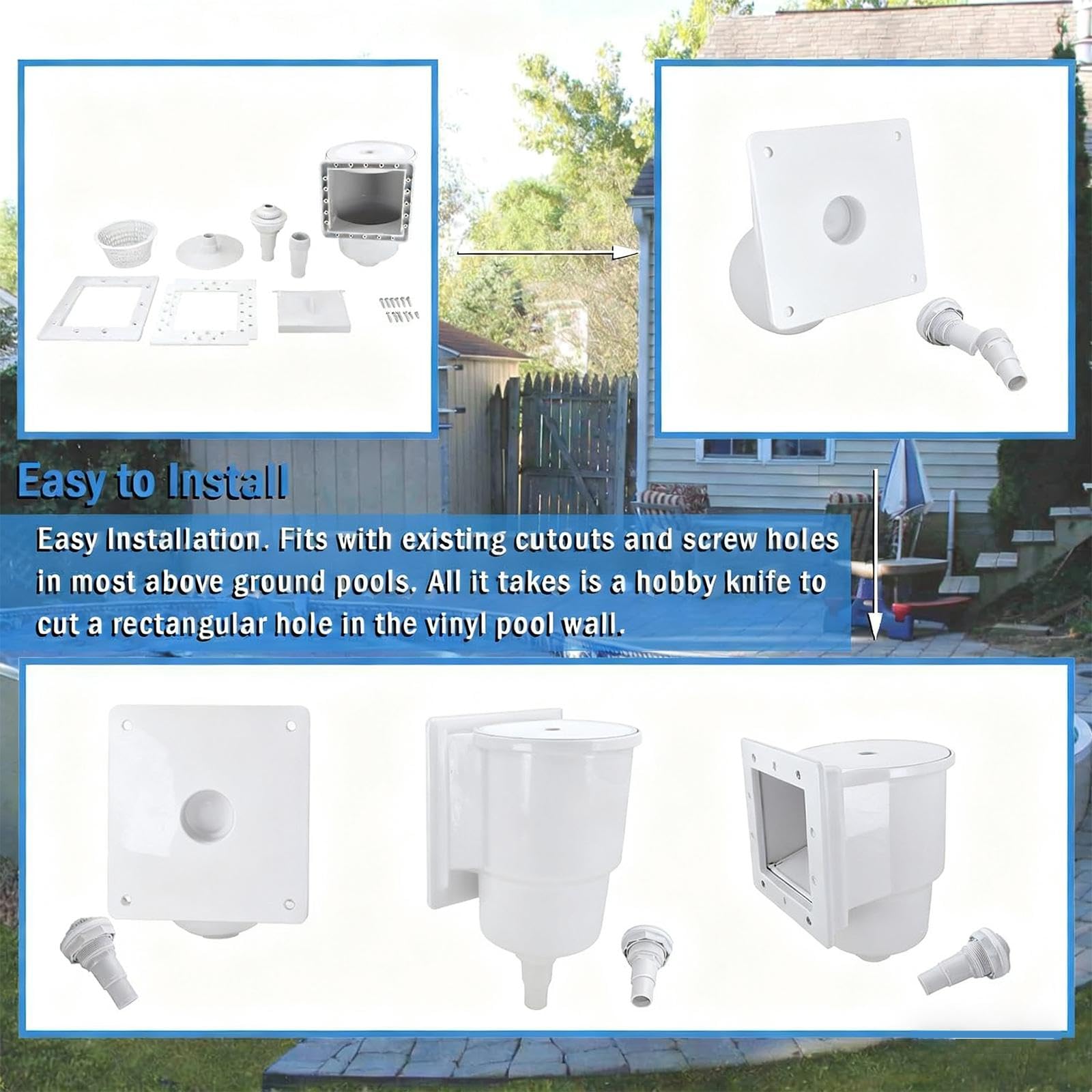 Colcolo Skimmer per Piscina con Accessori per Tutte Le Pareti della Piscina