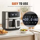 8-in-1 Air Fryer 6 Quarts Airfryer with Window, Nonstick and Dishwasher-Safe Basket, 400°F Fast Heating Air Fryers Oven, Timer, Auto-Off, Stainless Steel — image 5