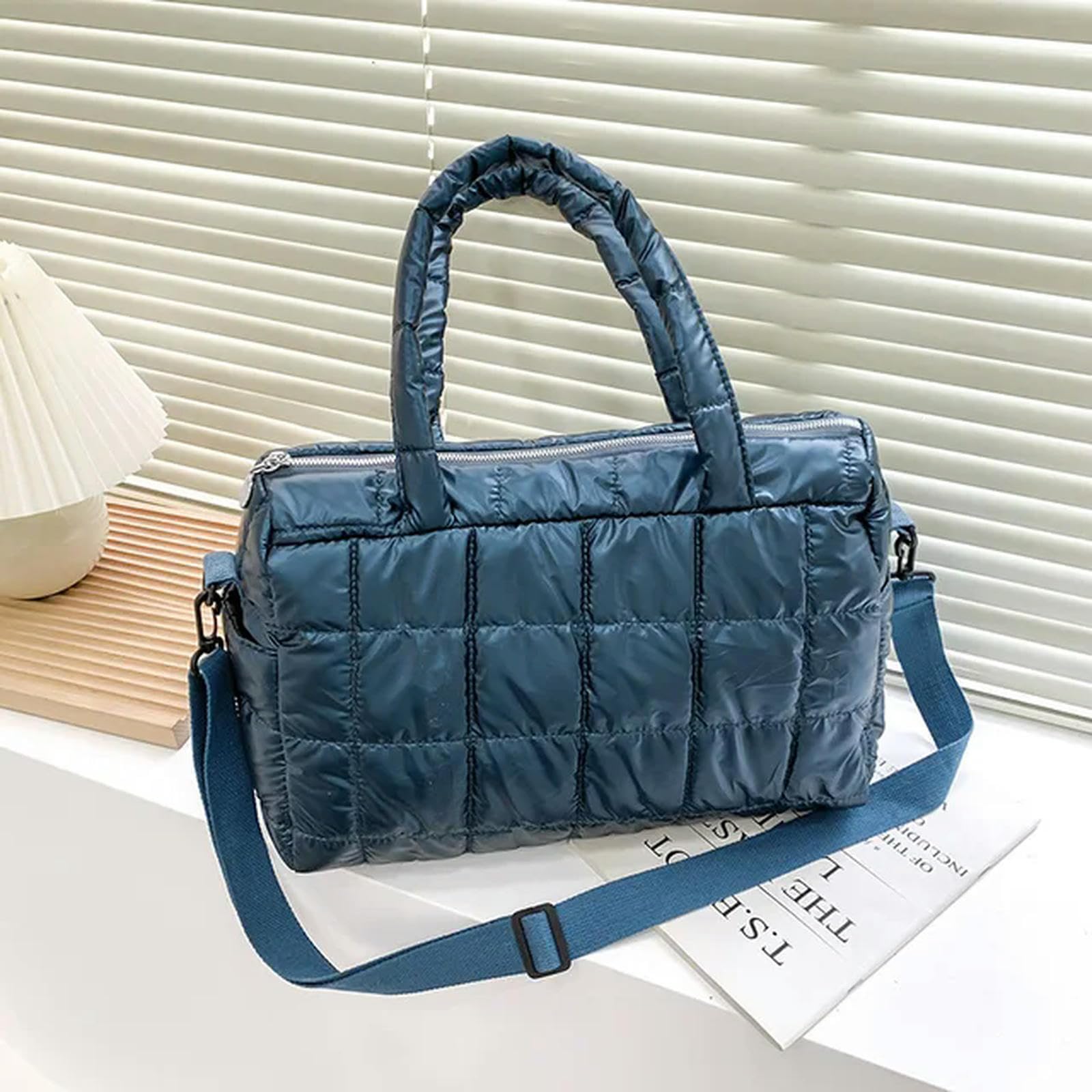 Bolsos Bolsos De Algodón De Invierno Bolsos Acolchados Por El Hombro Acolchado-Plata-36X16X25Cm